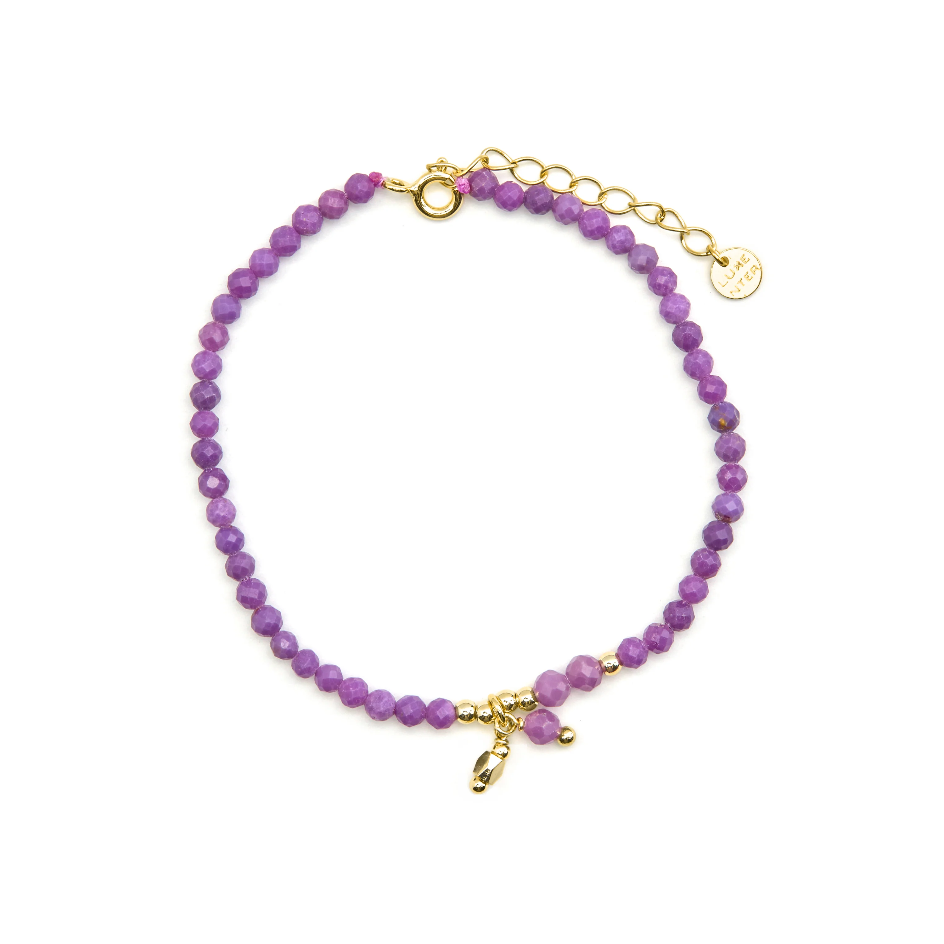 Pulsera de Plata de Ley 925 y Cristal Morado acabado oro 18k - Riccus - Image 3
