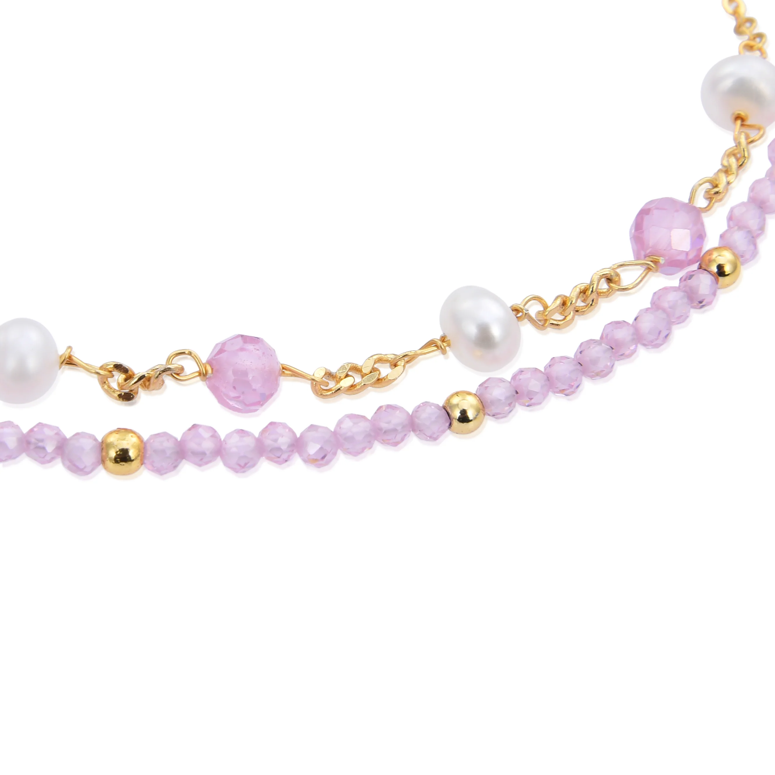 Pulsera de Plata de Ley 925 con Cristal Rosa acabada en oro amarillo 18K - Rius - Image 4