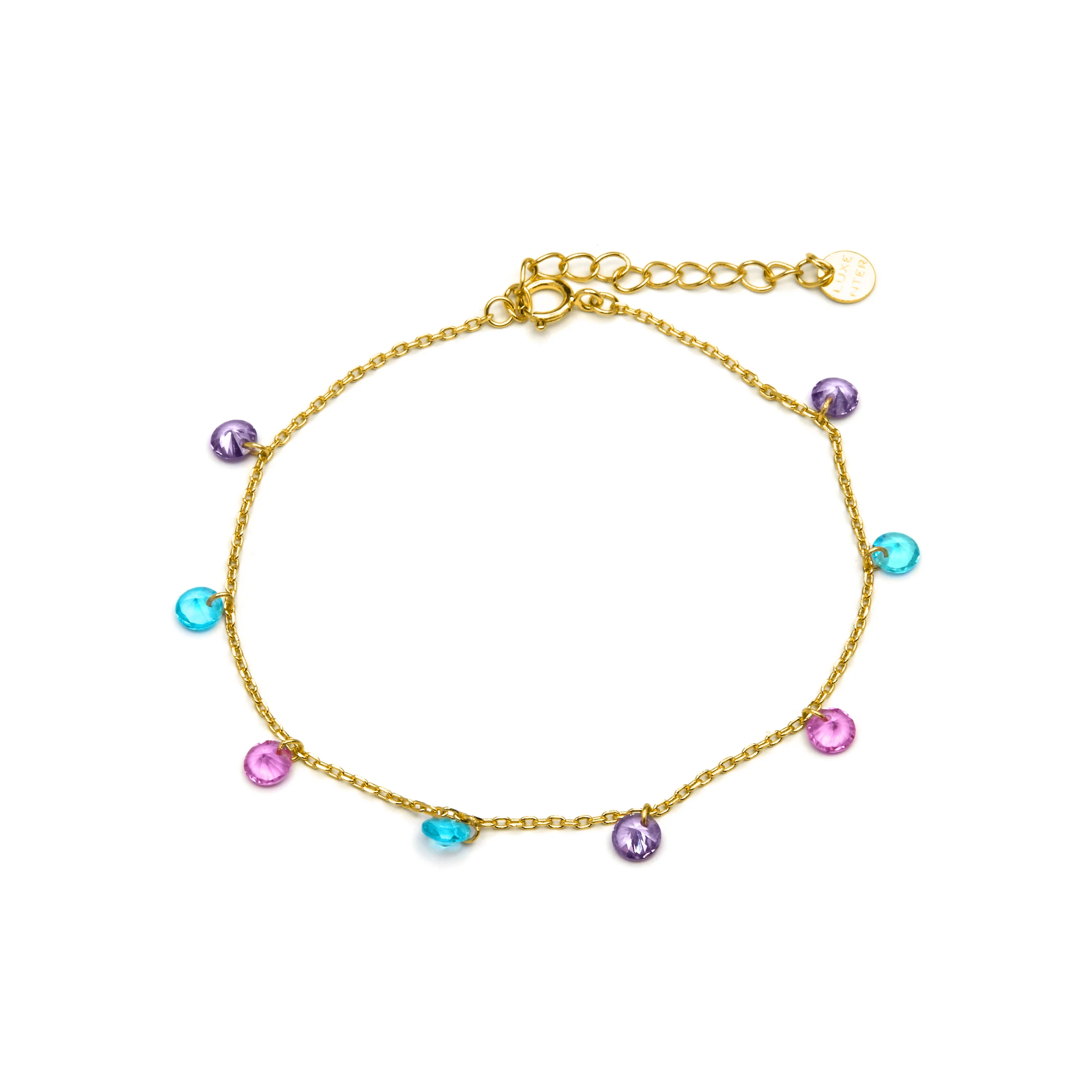 Pulsera de Plata de Ley 925 con Circonita Multicolor acabada en oro amarillo 18K - Rolcon - Image 3