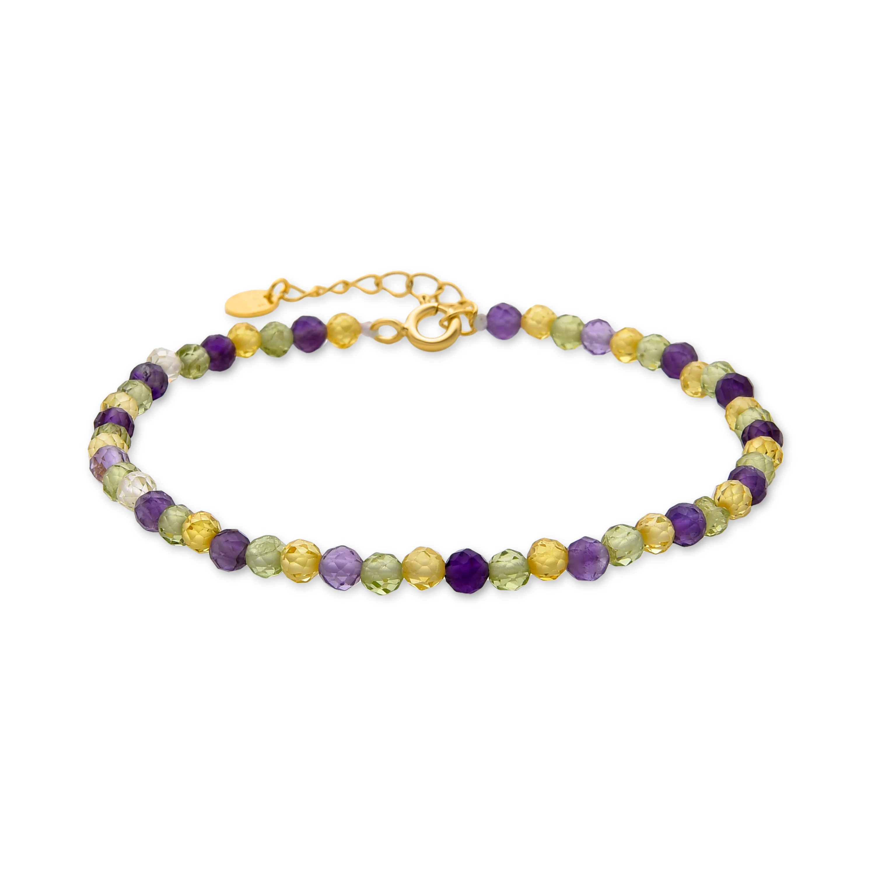 Pulsera de Plata de Ley 925 con Fluorita acabada en oro amarillo 18K - Salblai