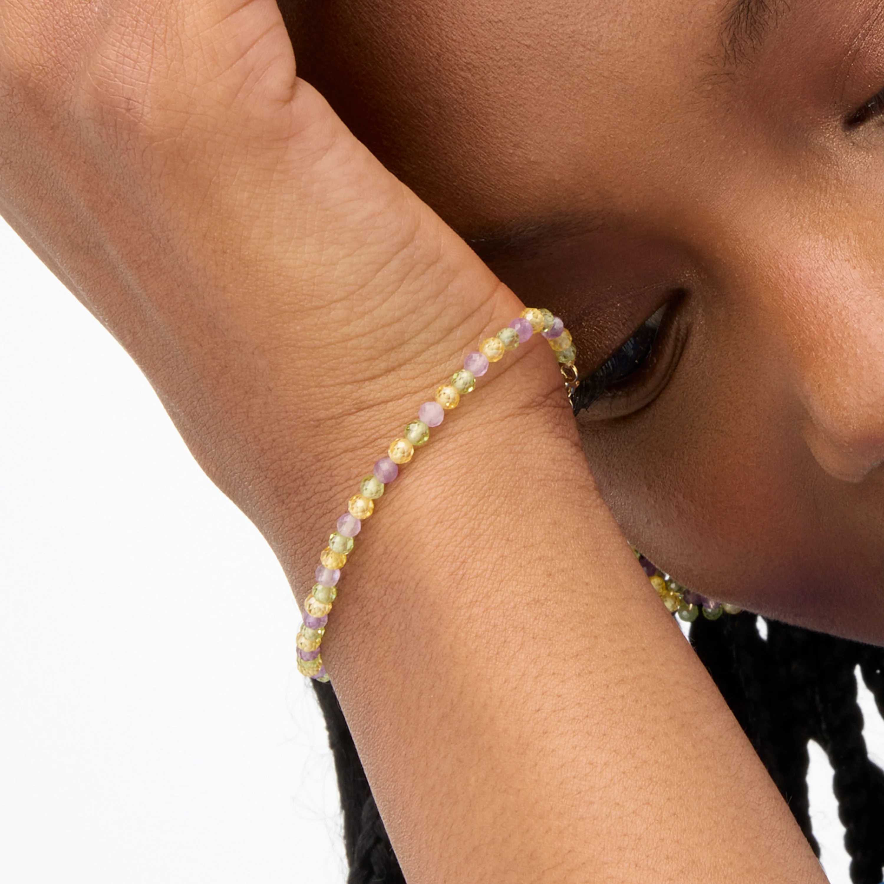 Pulsera de Plata de Ley 925 con Fluorita acabada en oro amarillo 18K - Salblai - Image 3