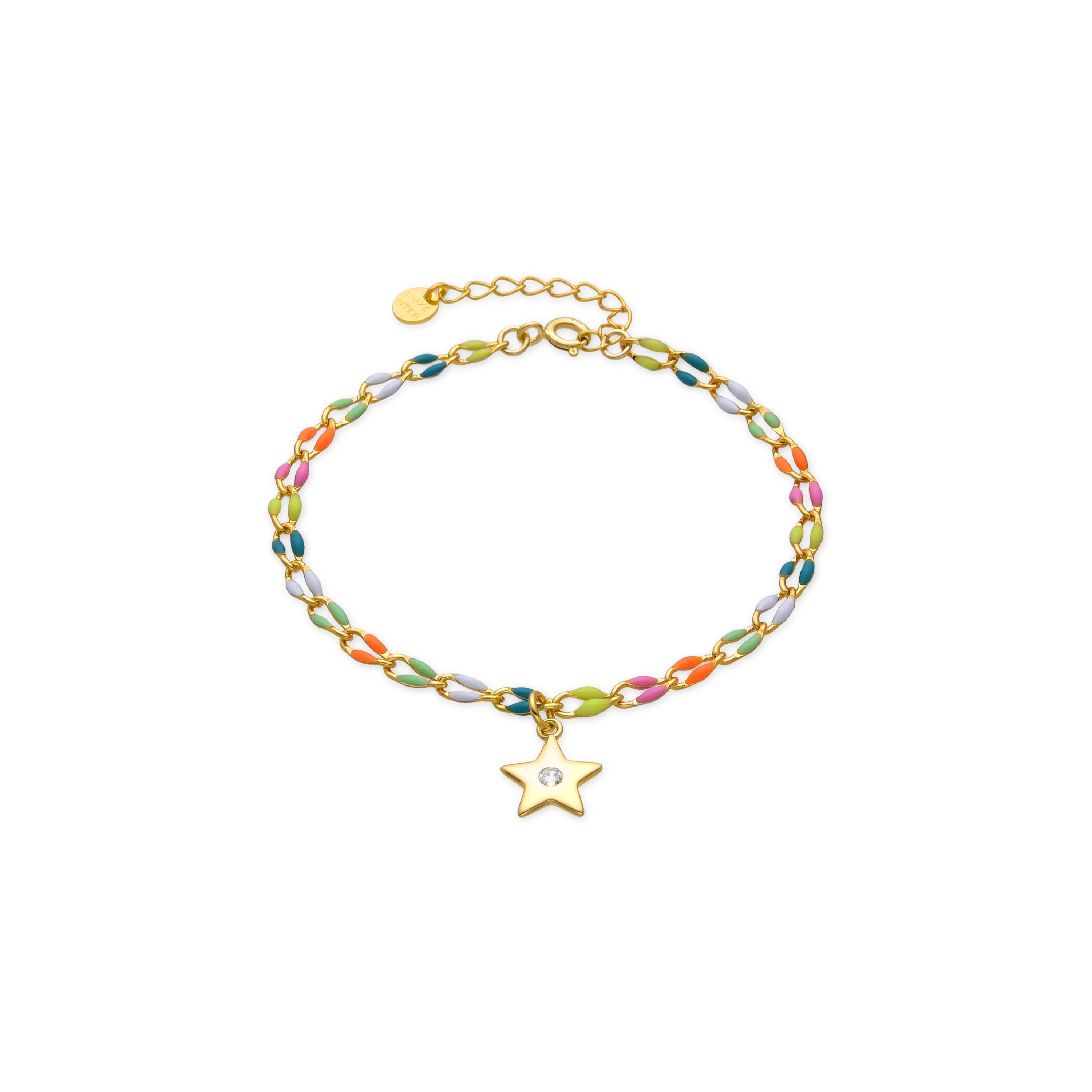 Pulsera de Plata de Ley 925 y Lacado Multicolor acabado oro amarillo de 18k - Saukha