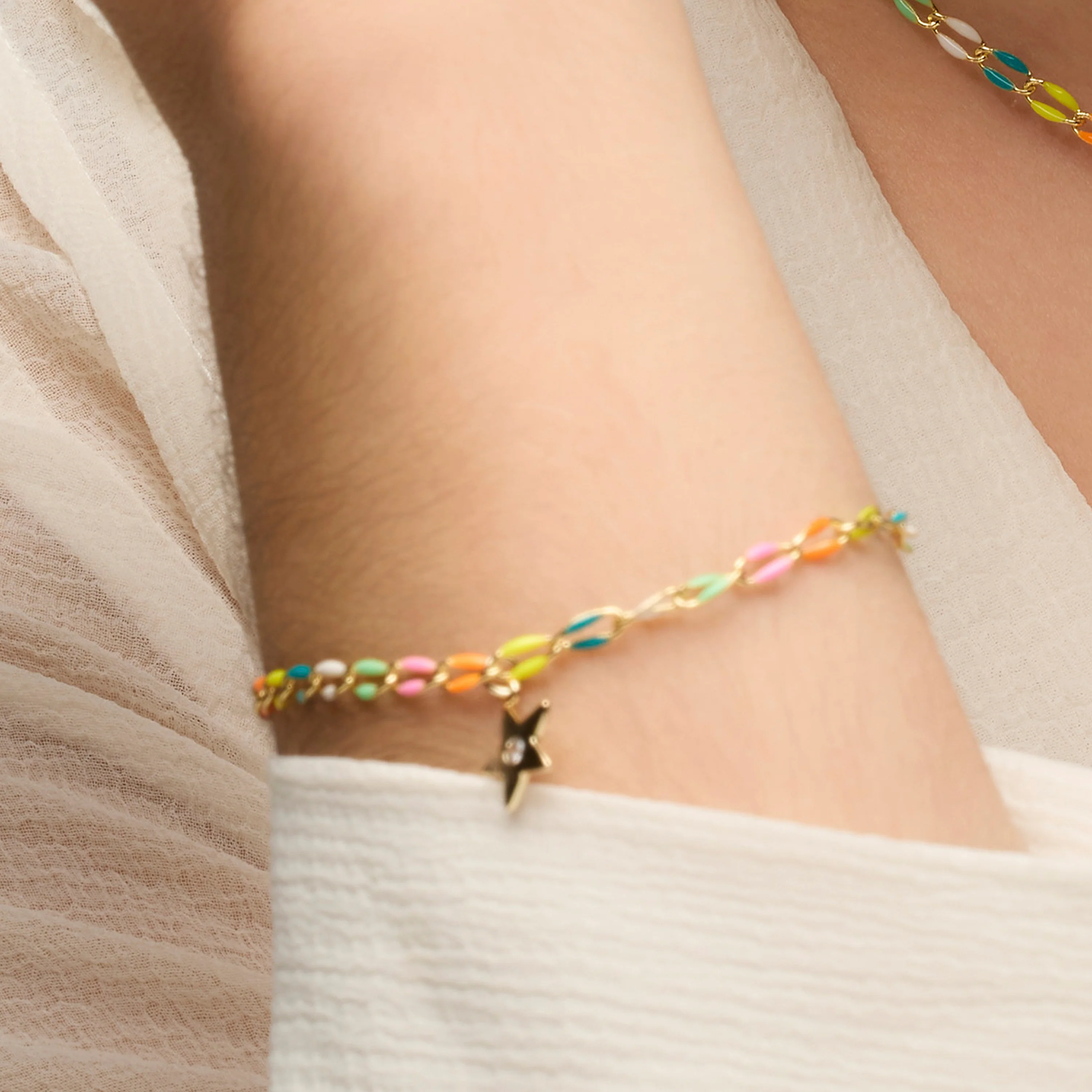 Pulsera de Plata de Ley 925 y Lacado Multicolor acabado oro amarillo de 18k - Saukha - Image 4