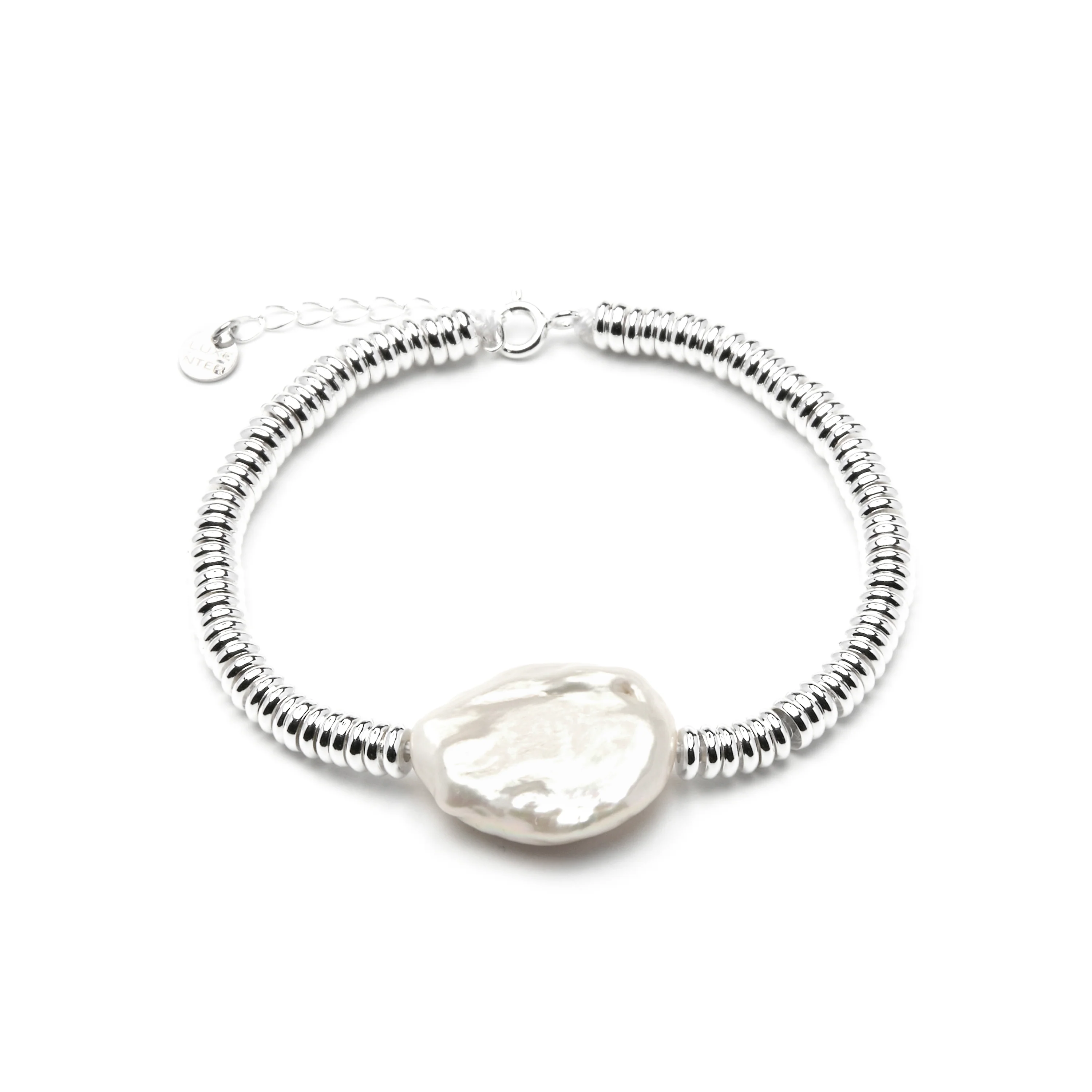 Pulsera de Plata de Ley 925 y Perla Blanca acabado rodio - Siever - Image 3