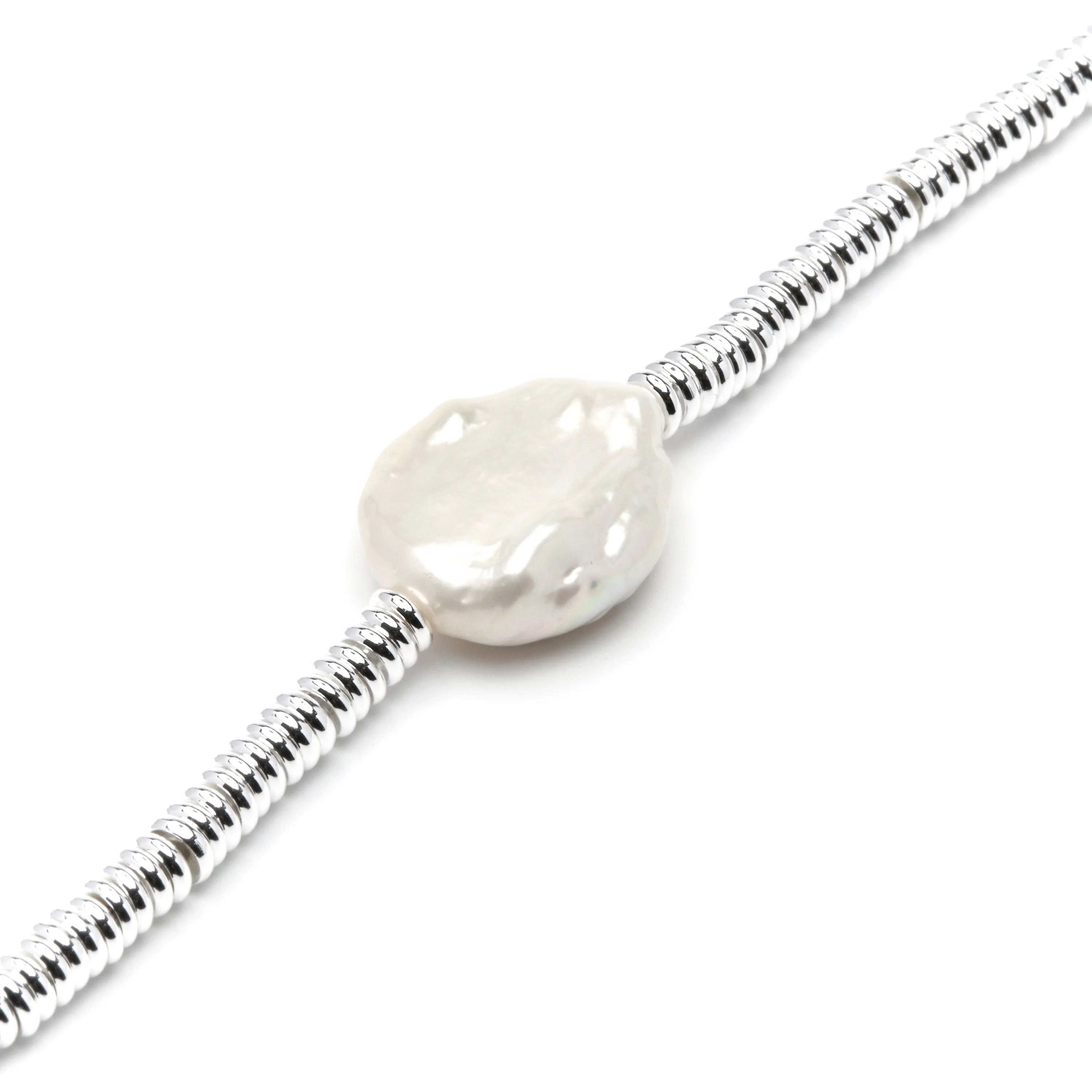 Pulsera de Plata de Ley 925 y Perla Blanca acabado rodio - Siever - Image 4