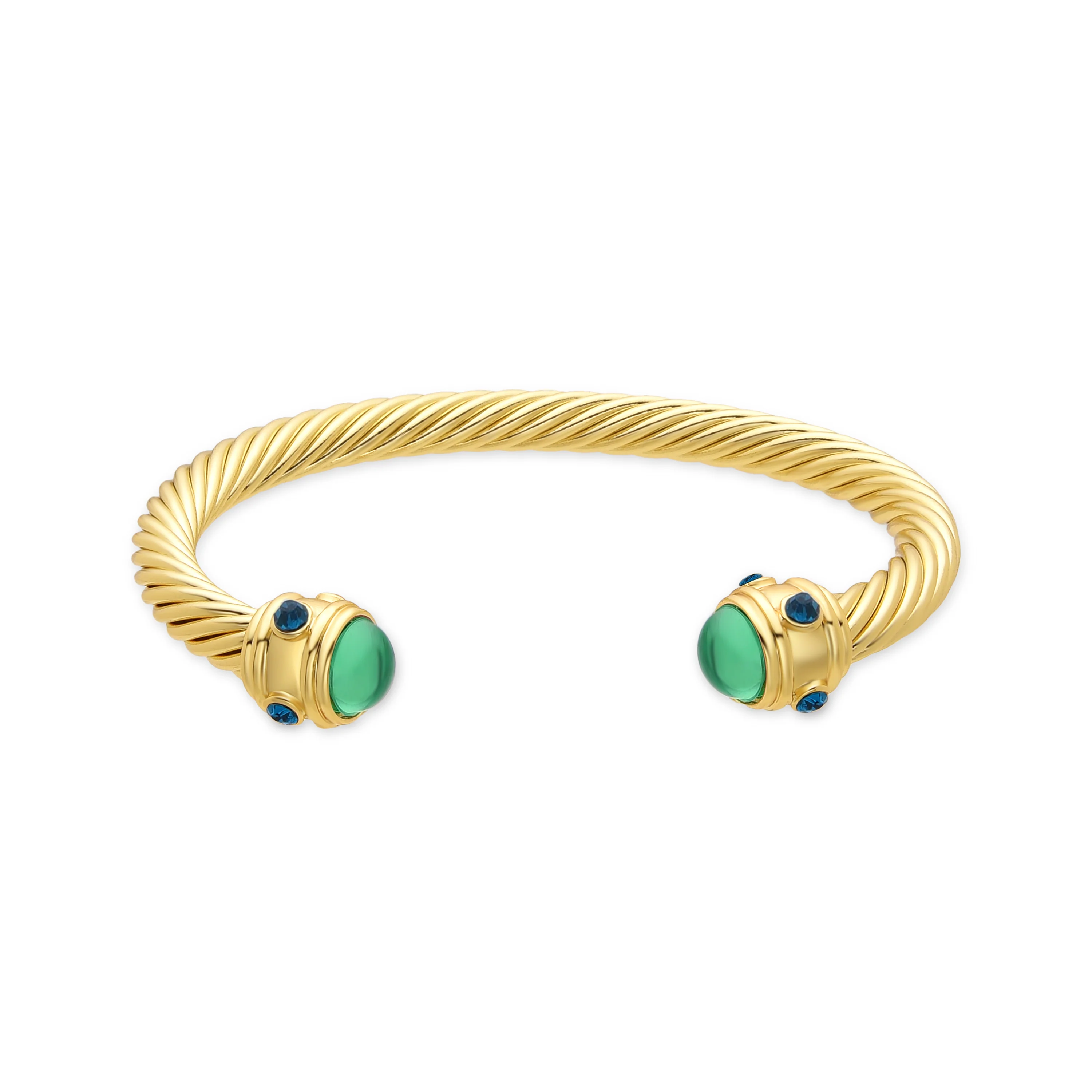 Brazalete de Cristal Verde acabado en oro amarillo 18K - Sirose