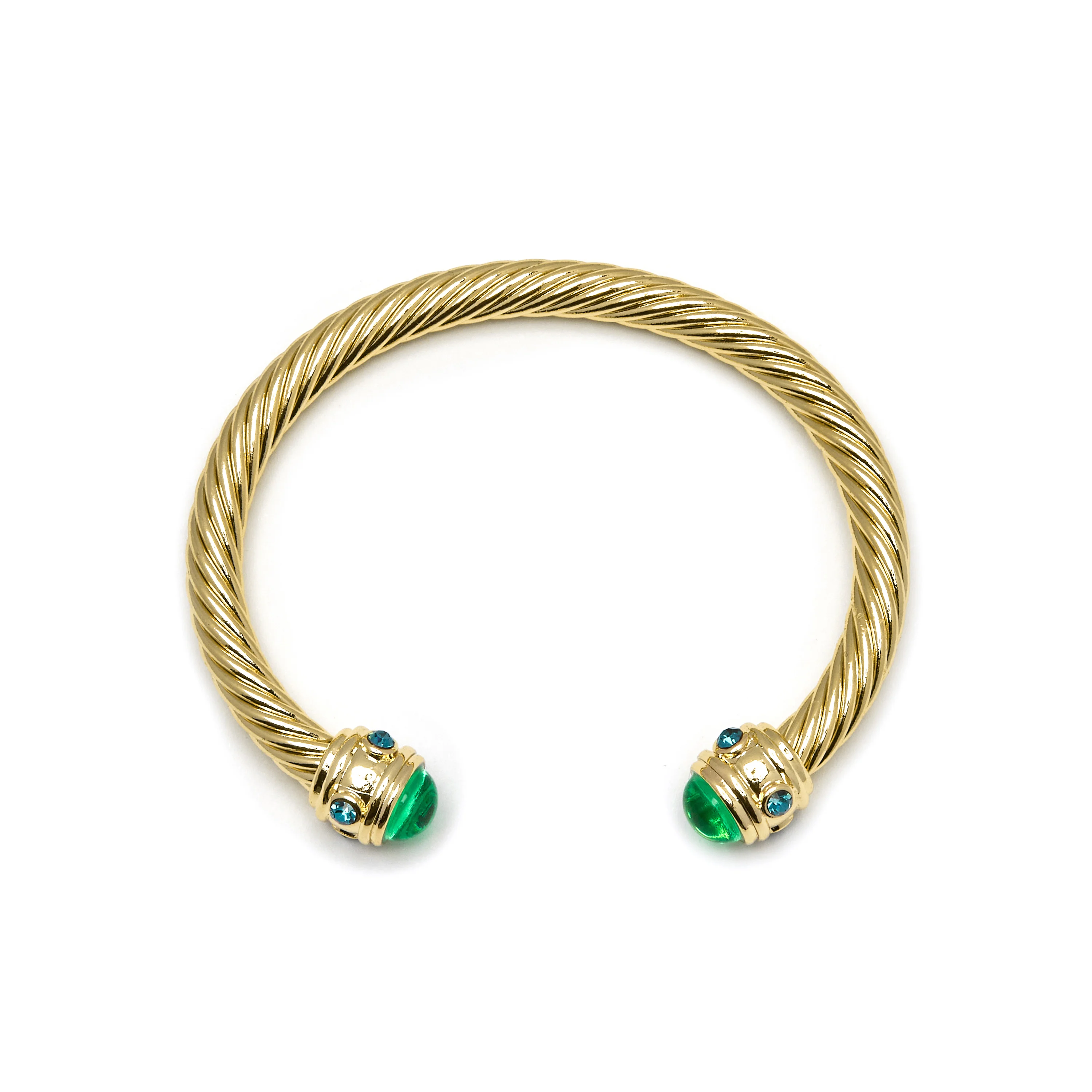 Brazalete de Cristal Verde acabado en oro amarillo 18K - Sirose - Image 3