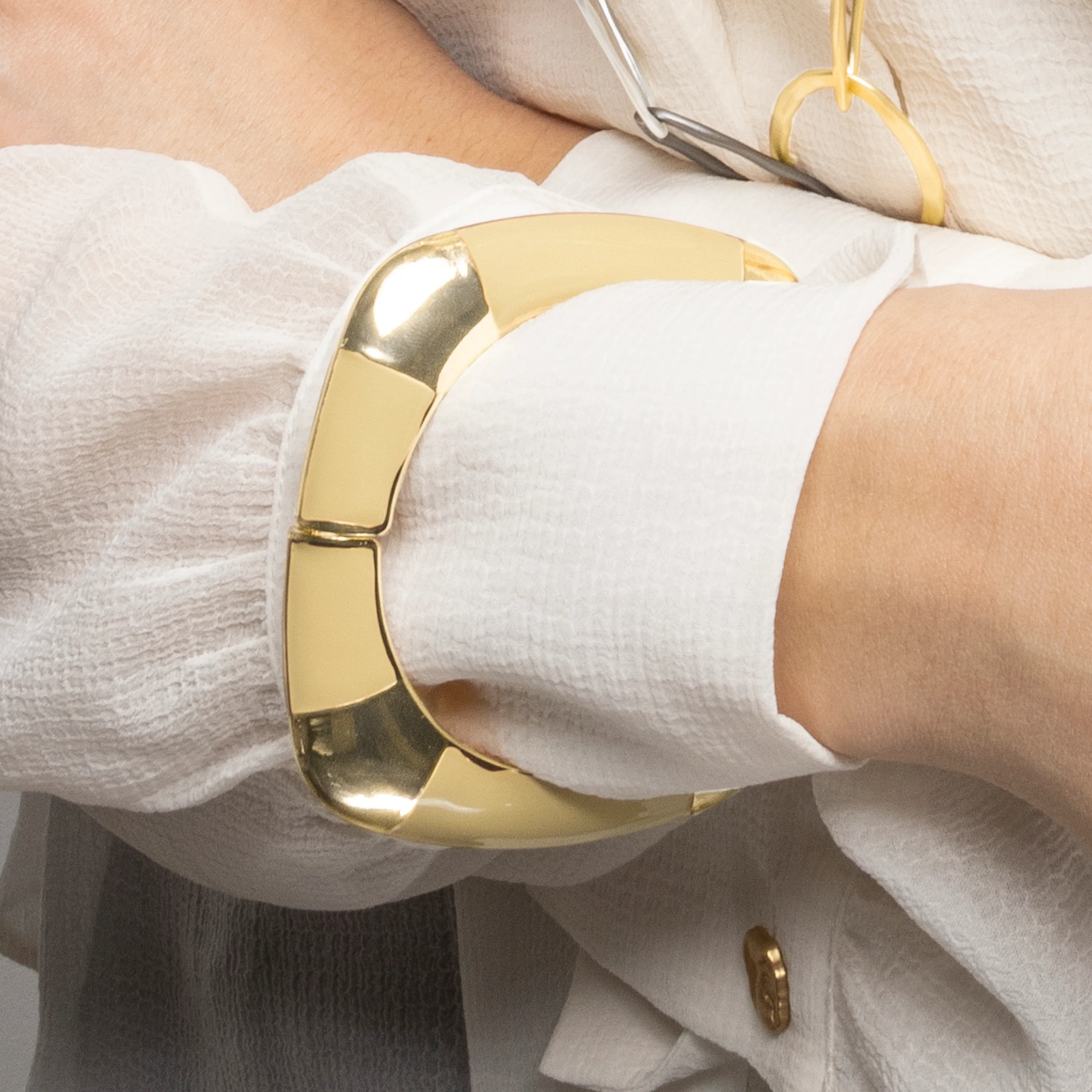 Pulsera acabado oro amarillo de 18k y Lacado Marron - Souda - Image 4