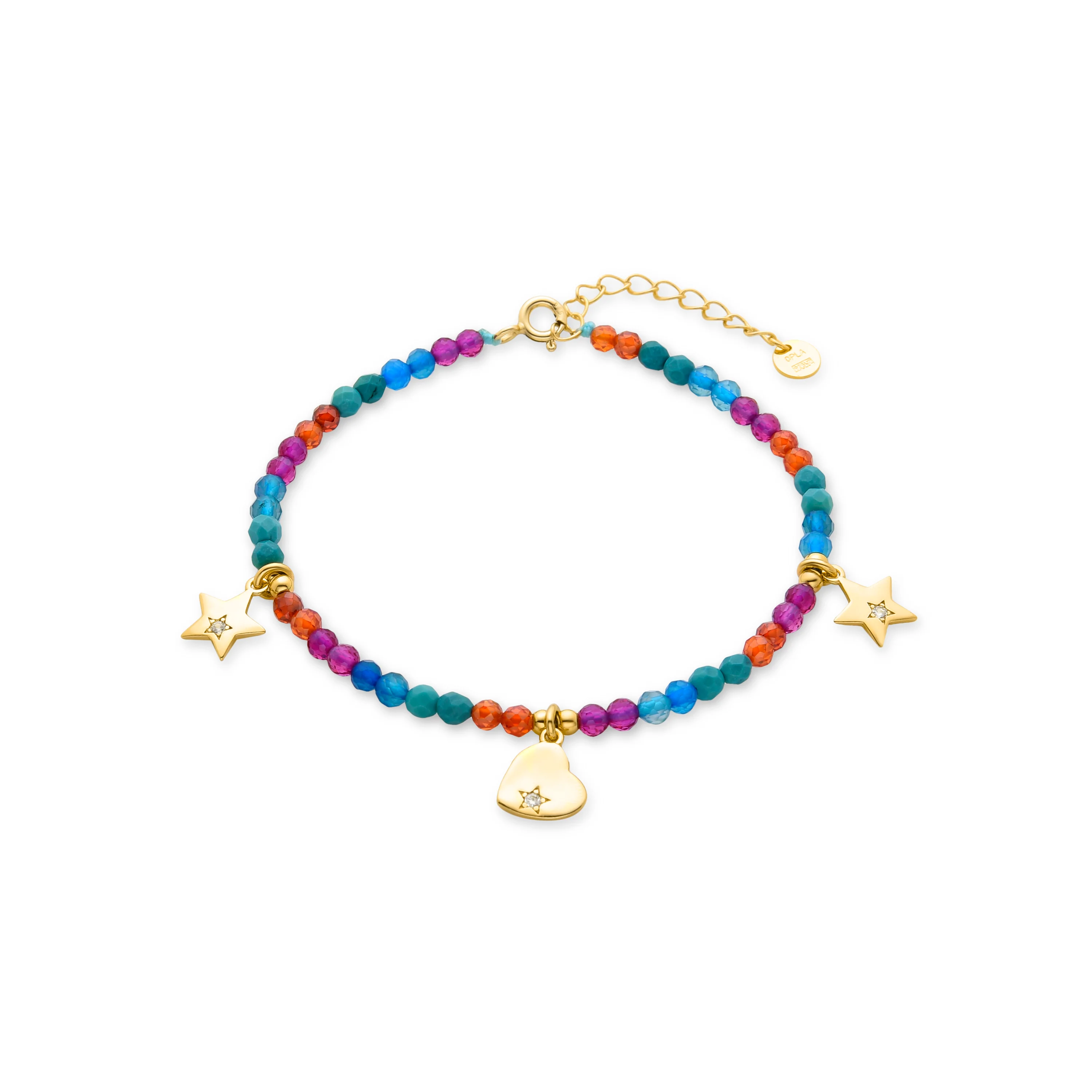 Pulsera de Plata de Ley 925 con Cristal Multicolor acabada en oro amarillo 18K - Sten