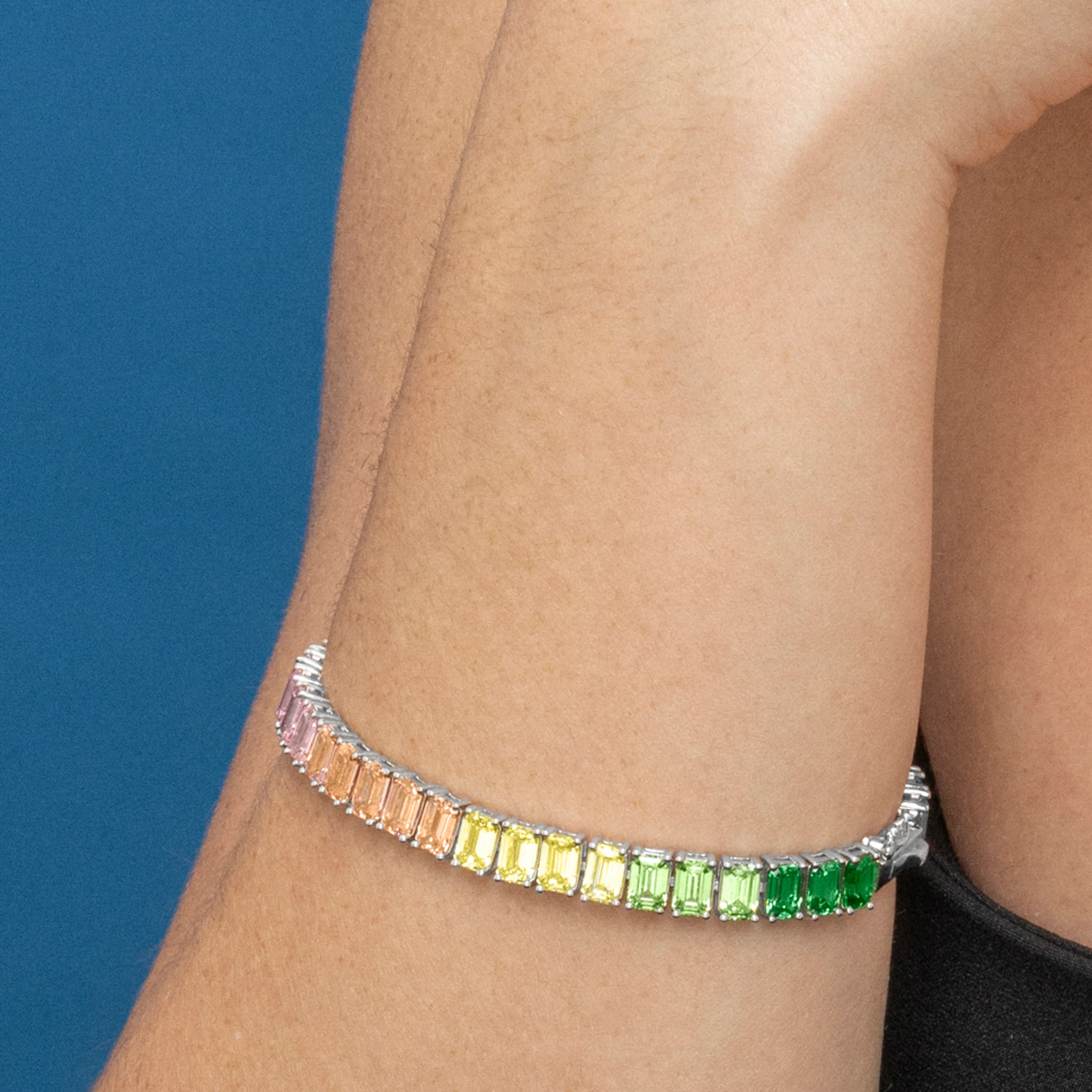 Pulsera de Plata de Ley 925 y Circonita Multicolor acabado en rodio - Syruo - Image 3