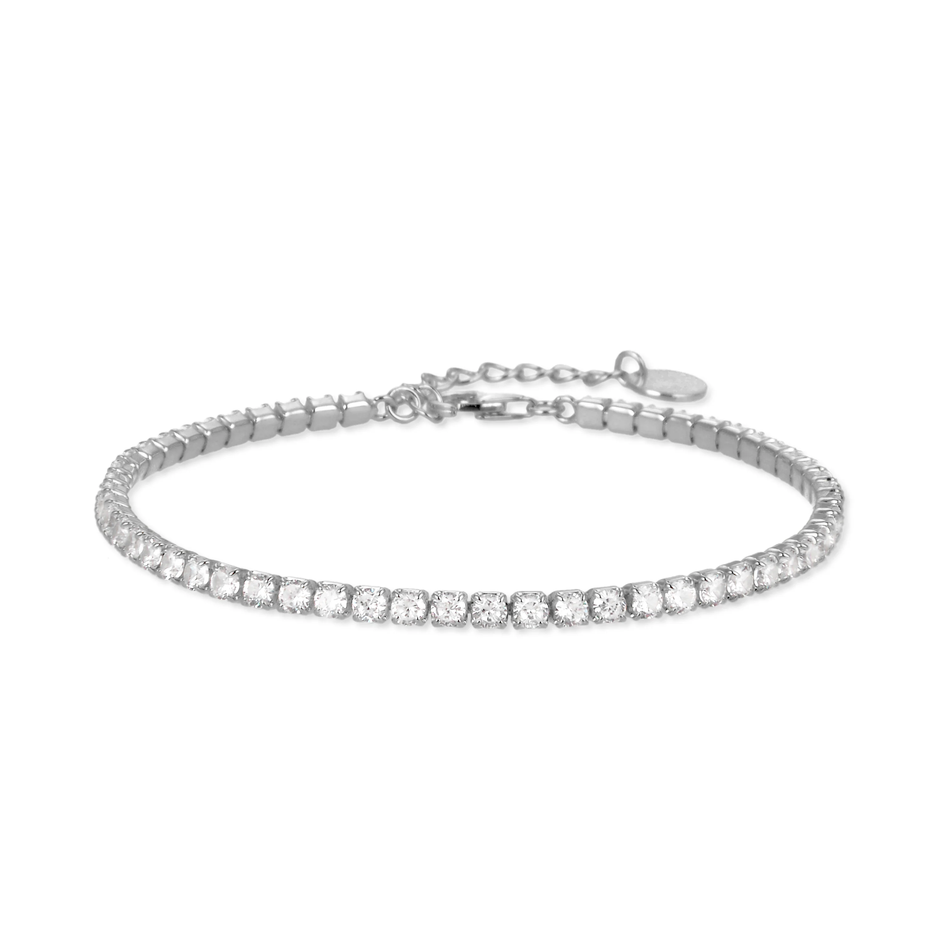 Pulsera de Plata de Ley 925 con Circonita Brillante acabada en rodio - Tahu