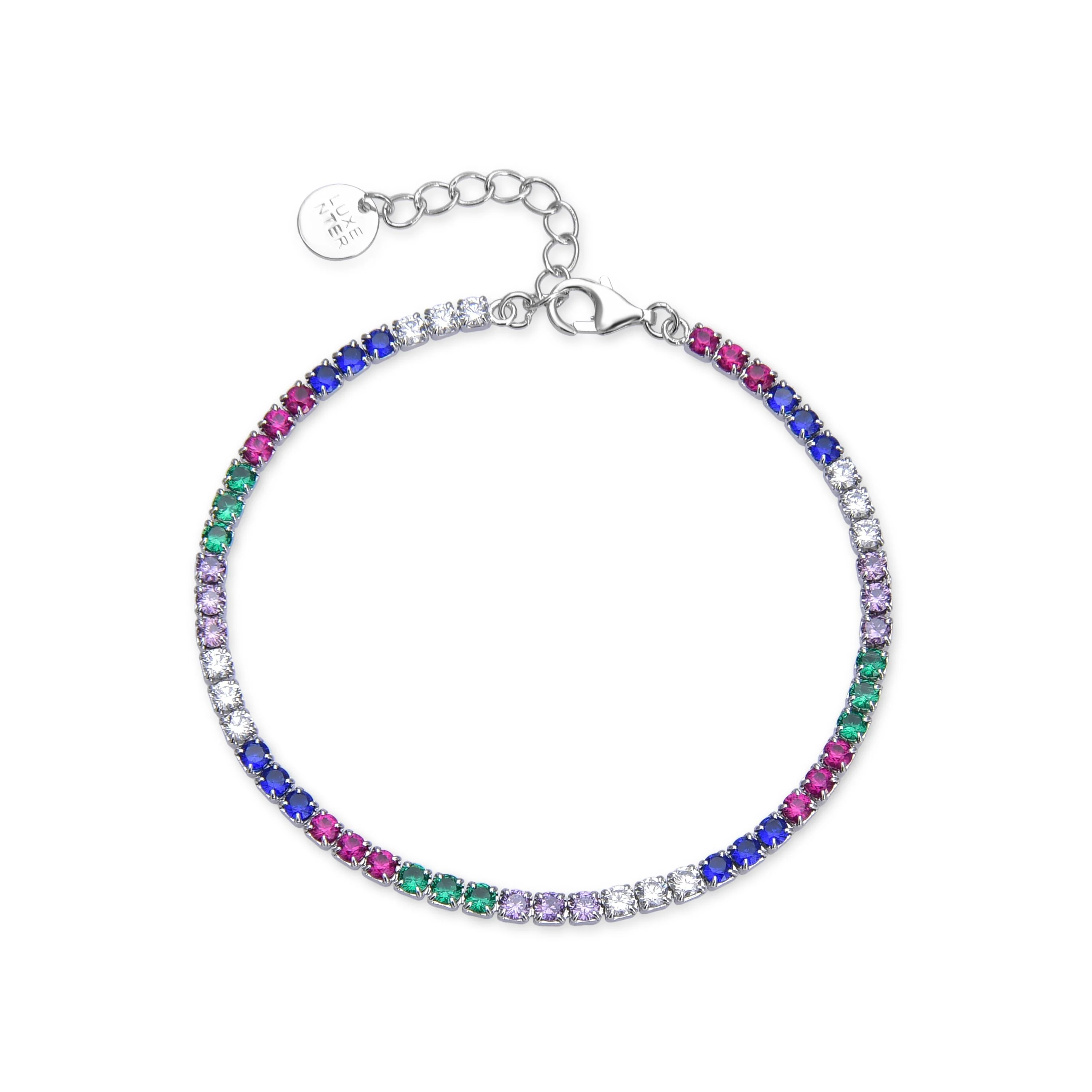 Pulsera de Plata de Ley 925 con Circonita Multicolor acabada en rodio - Tahu - Image 3