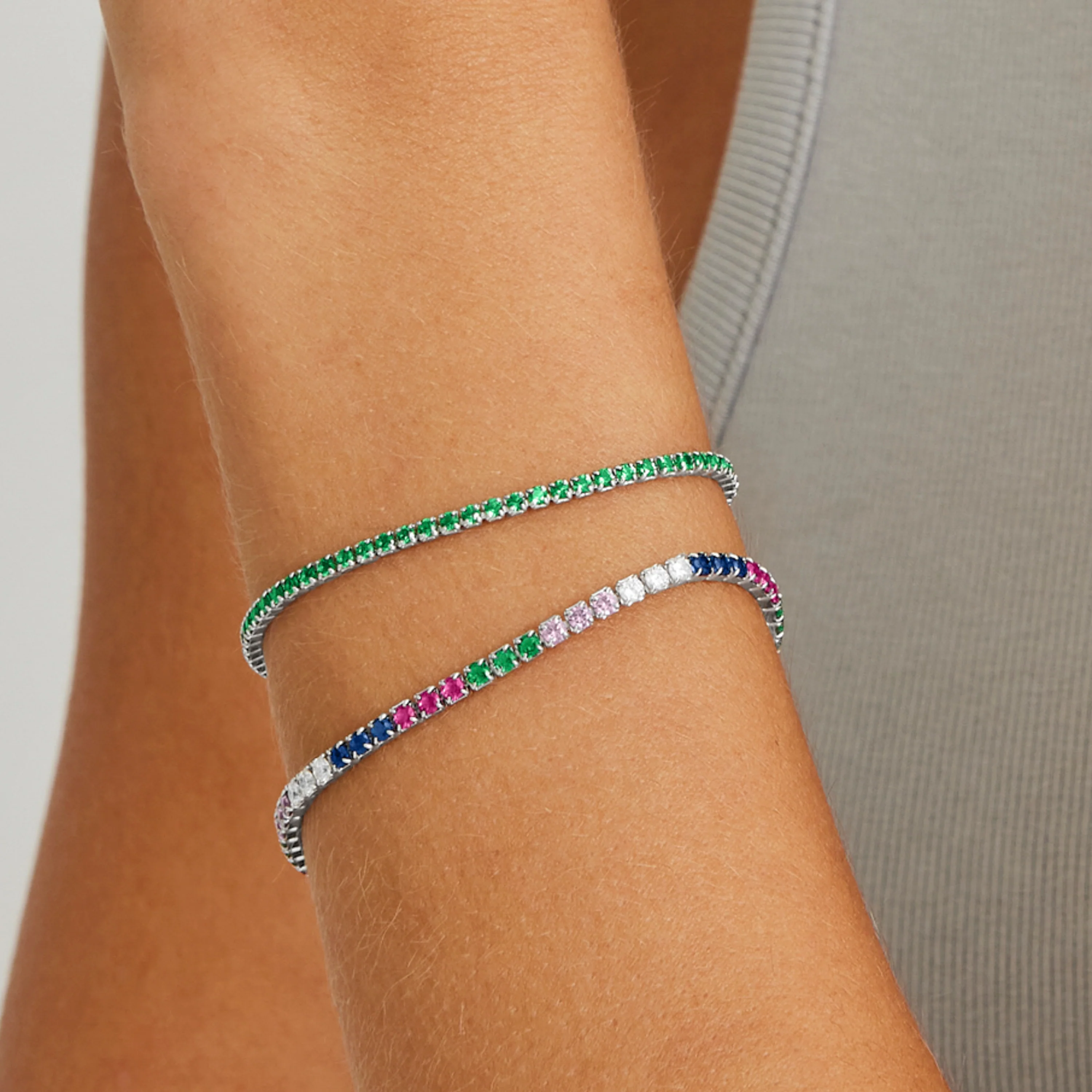 Pulsera de Plata de Ley 925 con Circonita Multicolor acabada en rodio - Tahu - Image 4