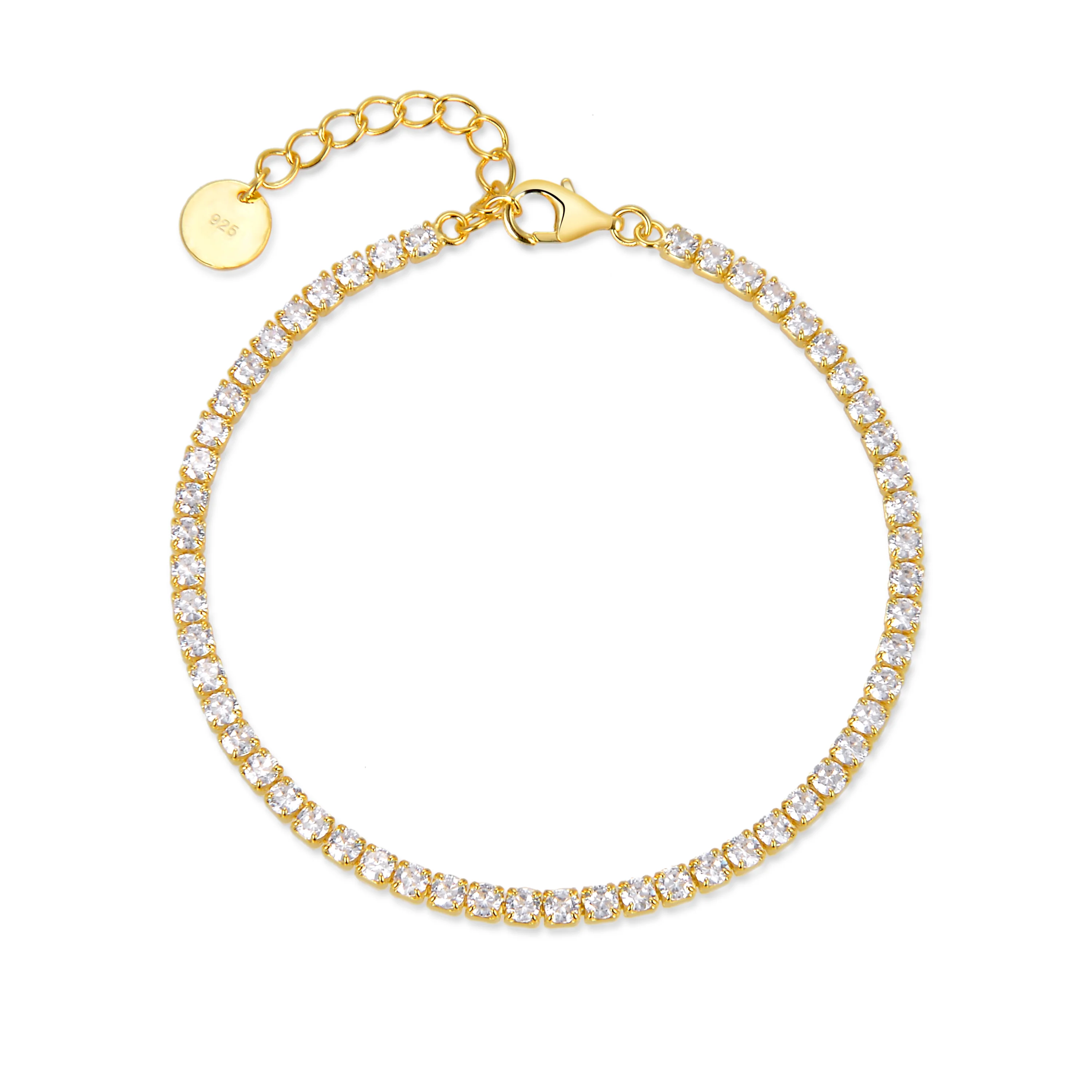 Pulsera de Plata de Ley 925 con Circonita Brillante acabada en oro amarillo 18K - Tahu - Image 3