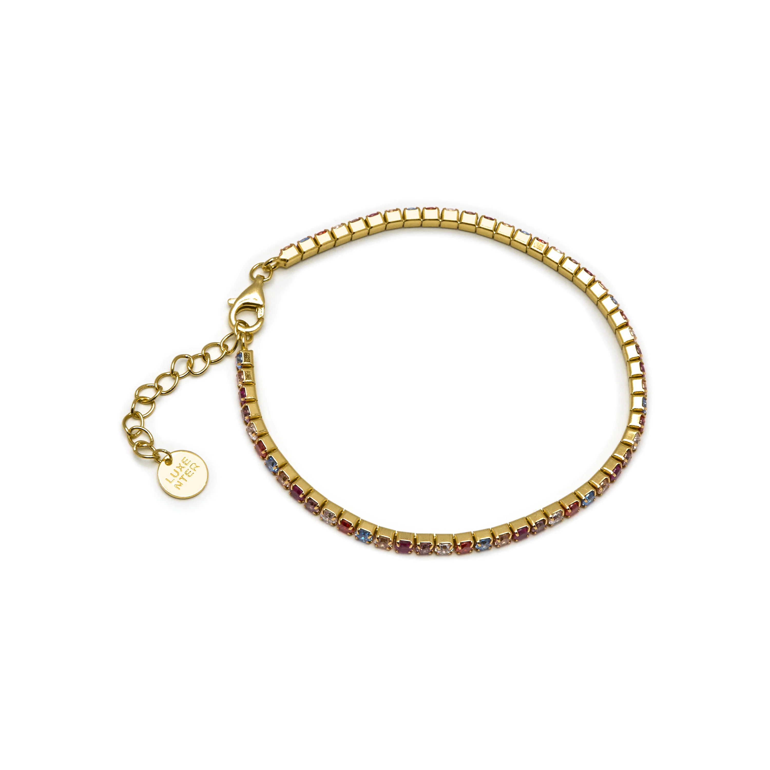 Pulsera de Plata de Ley 925 con Circonita Multicolor acabada en oro amarillo 18K - Tahu - Image 3