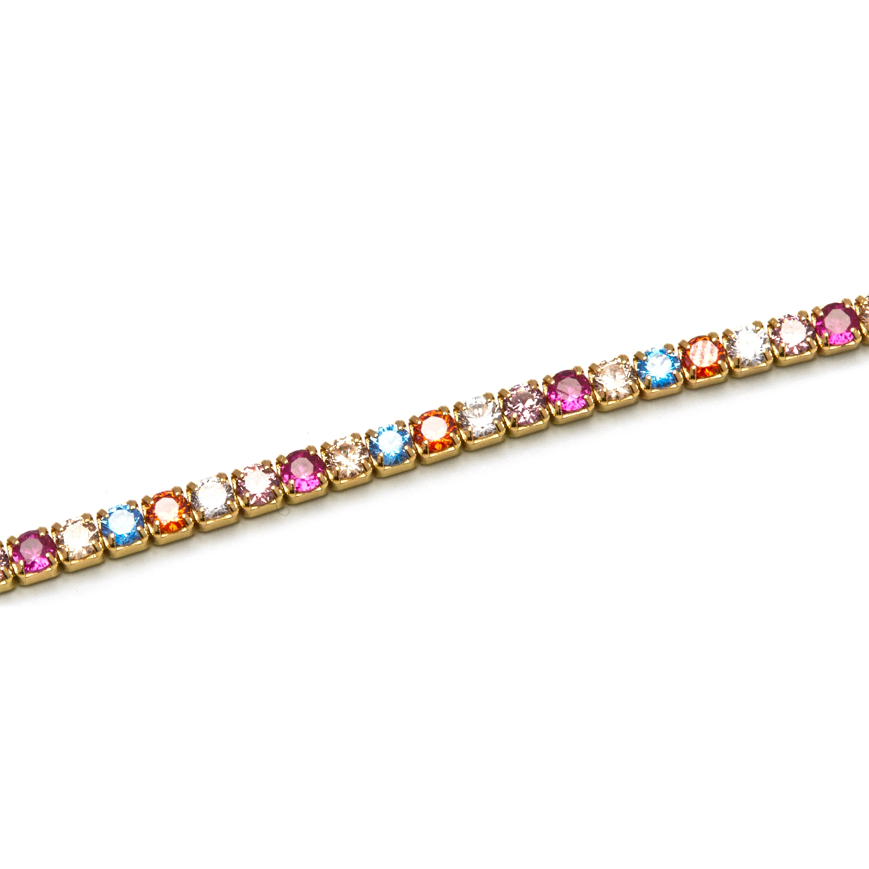 Pulsera de Plata de Ley 925 con Circonita Multicolor acabada en oro amarillo 18K - Tahu - Image 5