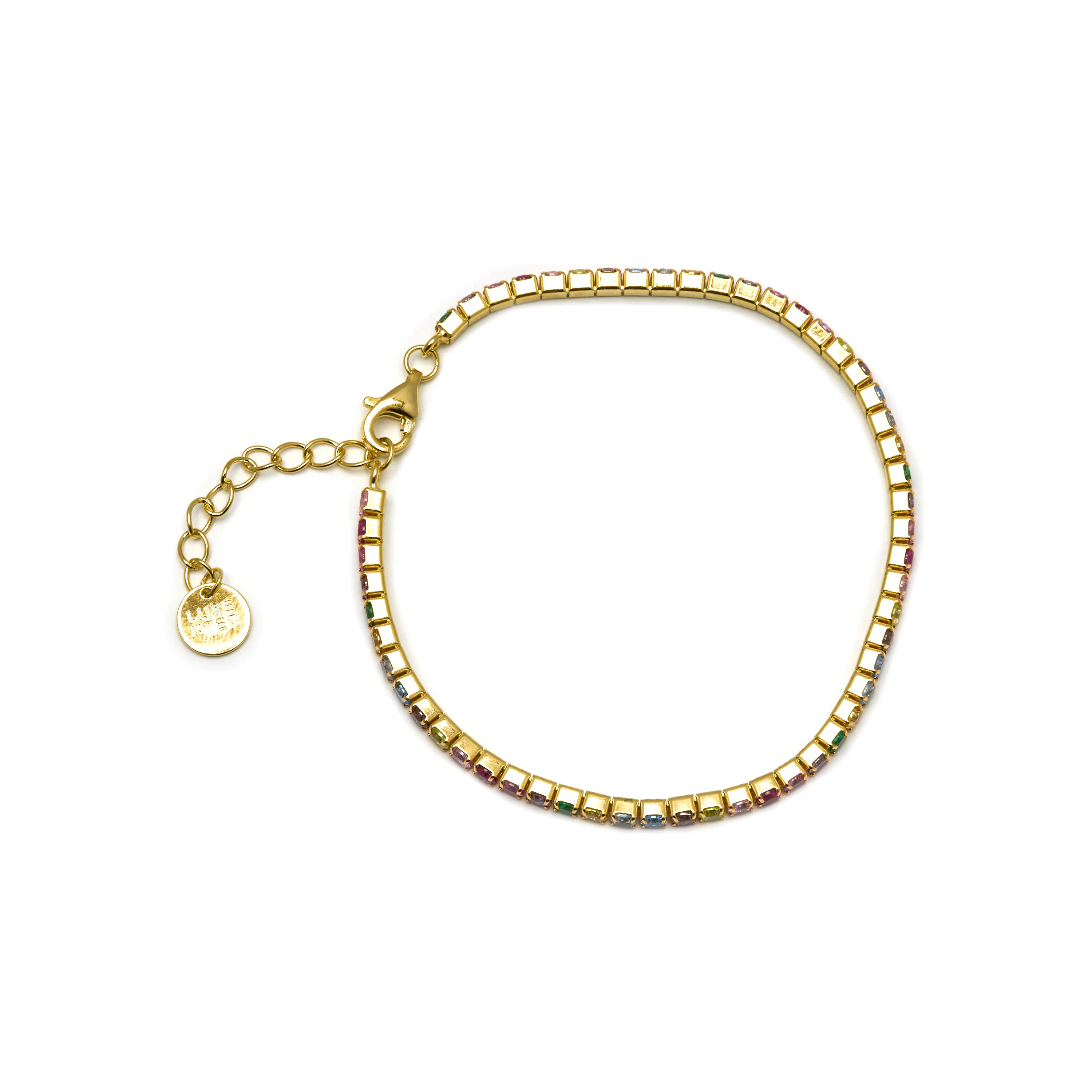 Pulsera de Plata de Ley 925 con Circonita Multicolor acabada en oro amarillo de 18K - Tahu - Image 3