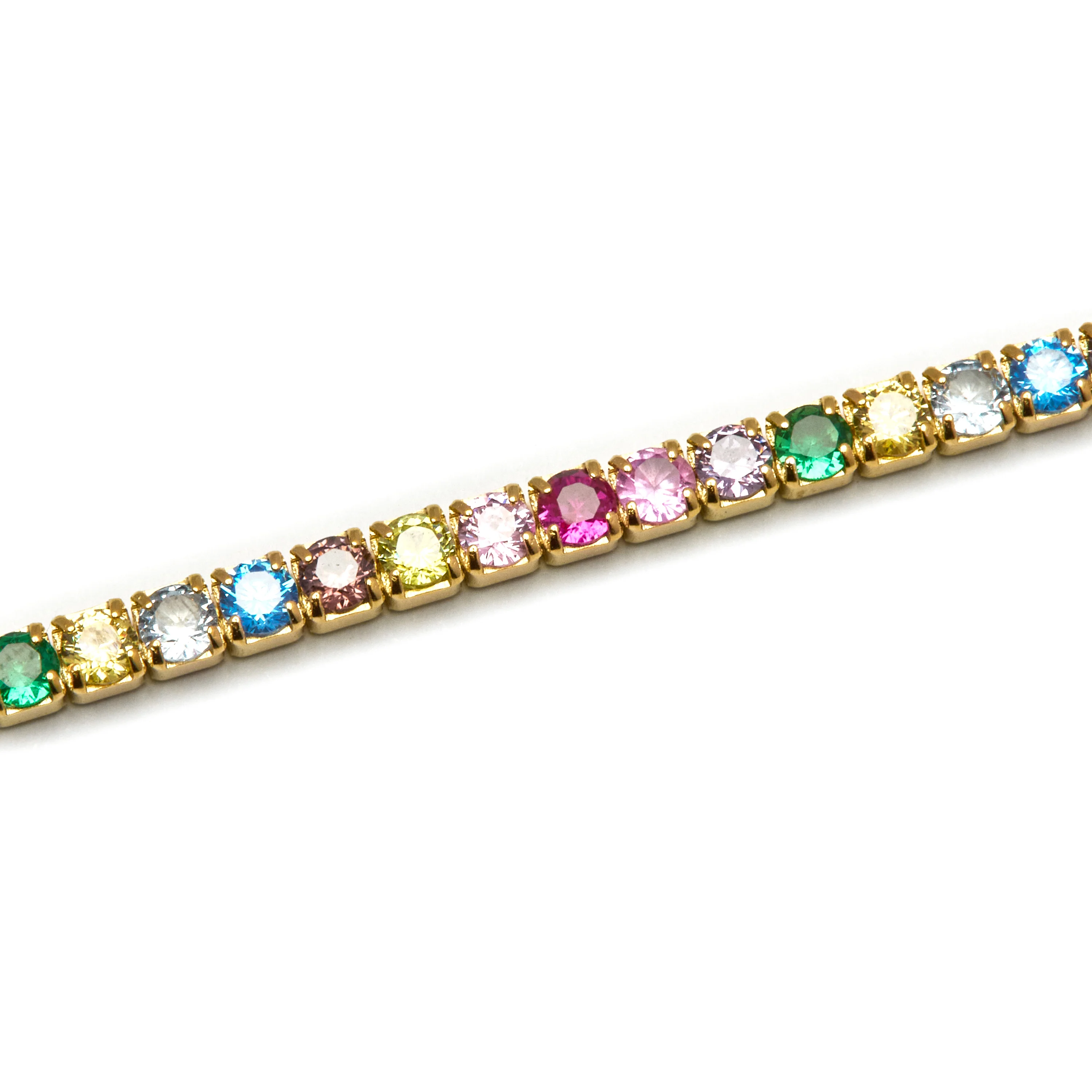 Pulsera de Plata de Ley 925 con Circonita Multicolor acabada en oro amarillo de 18K - Tahu - Image 5