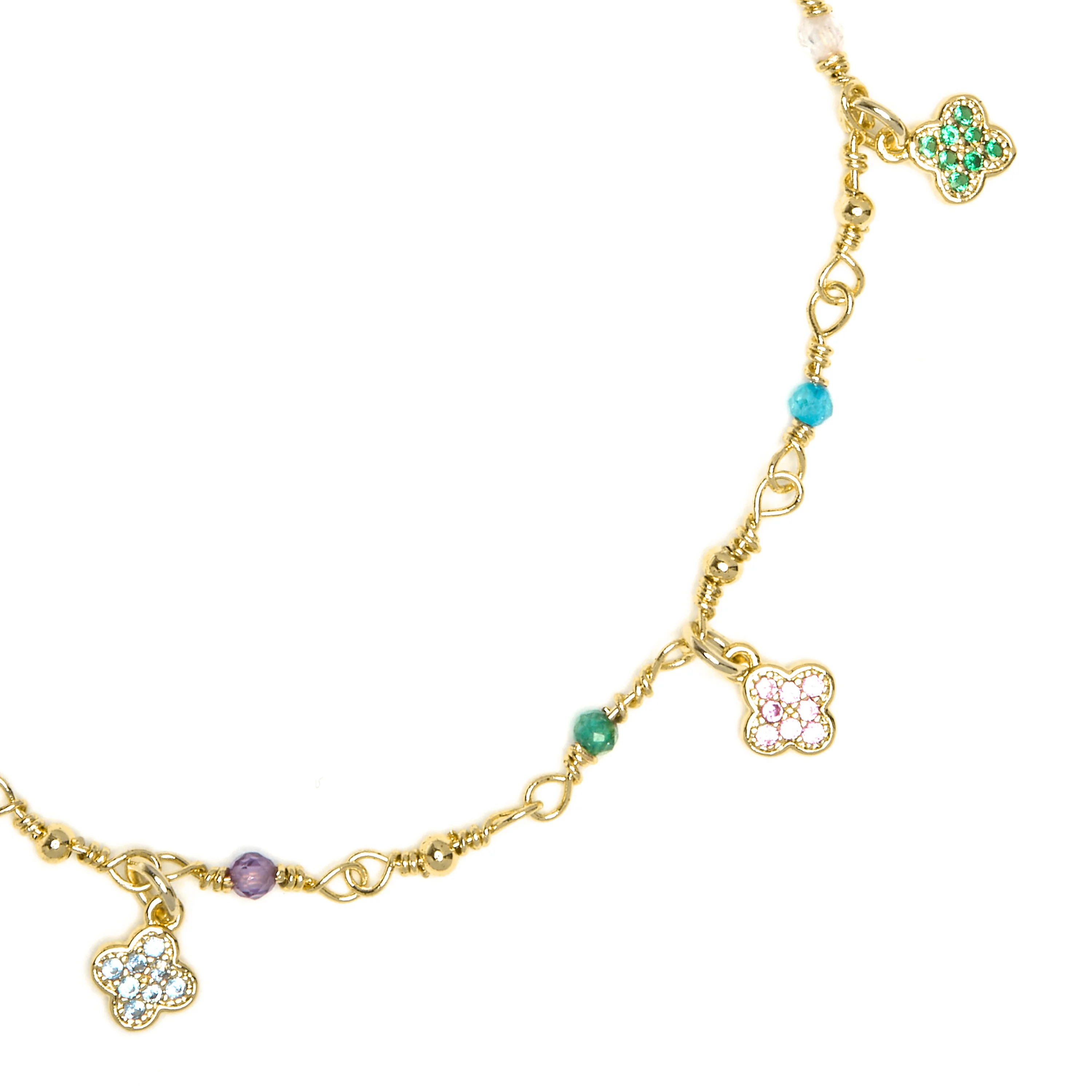 Pulsera de Plata de Ley 925 y Circonita Multicolor acabado en oro amarillo 18k - Talip - Image 5