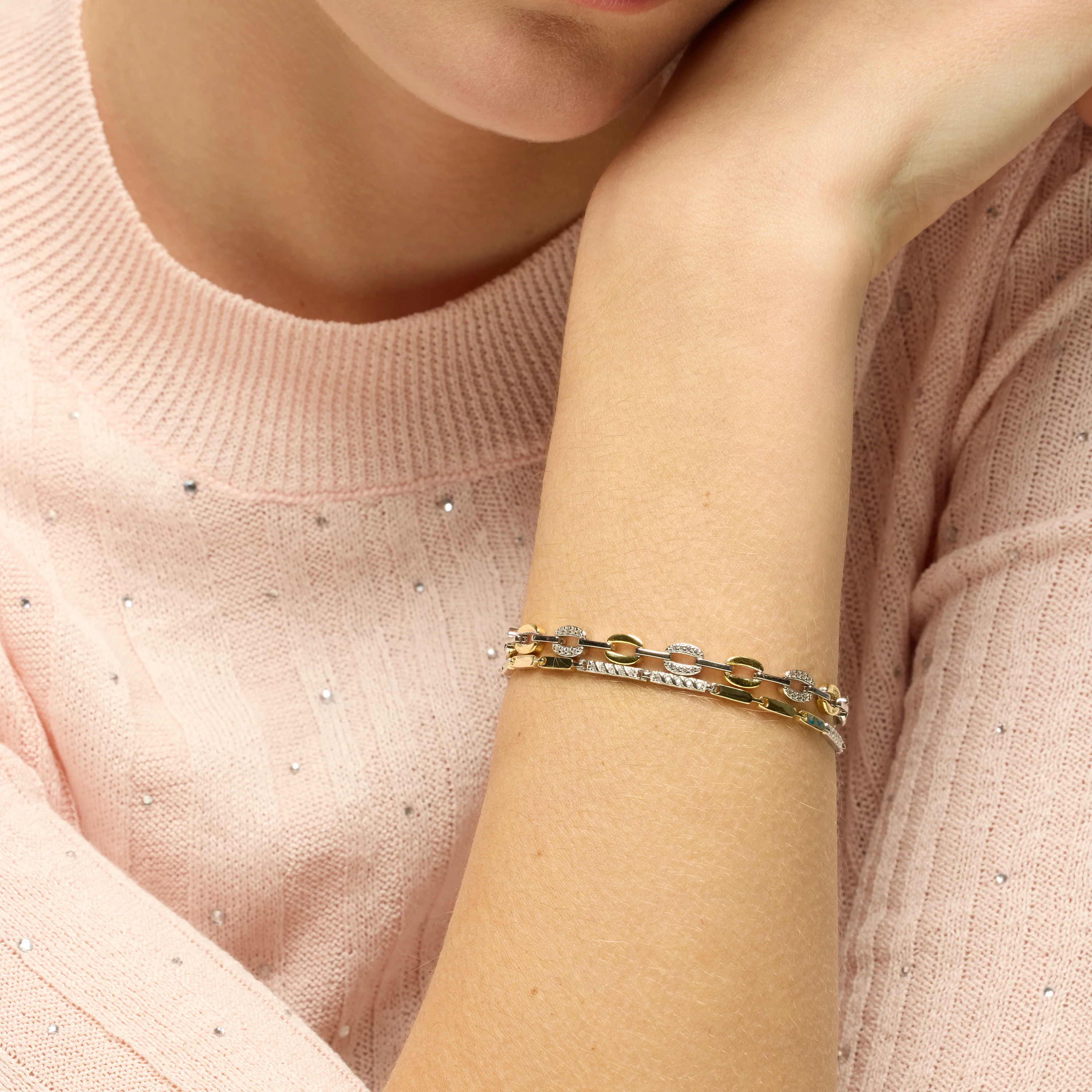 Pulsera de Plata de Ley 925 y Circonita Brillante acabado oro amarillo de 18k - Talor - Image 2