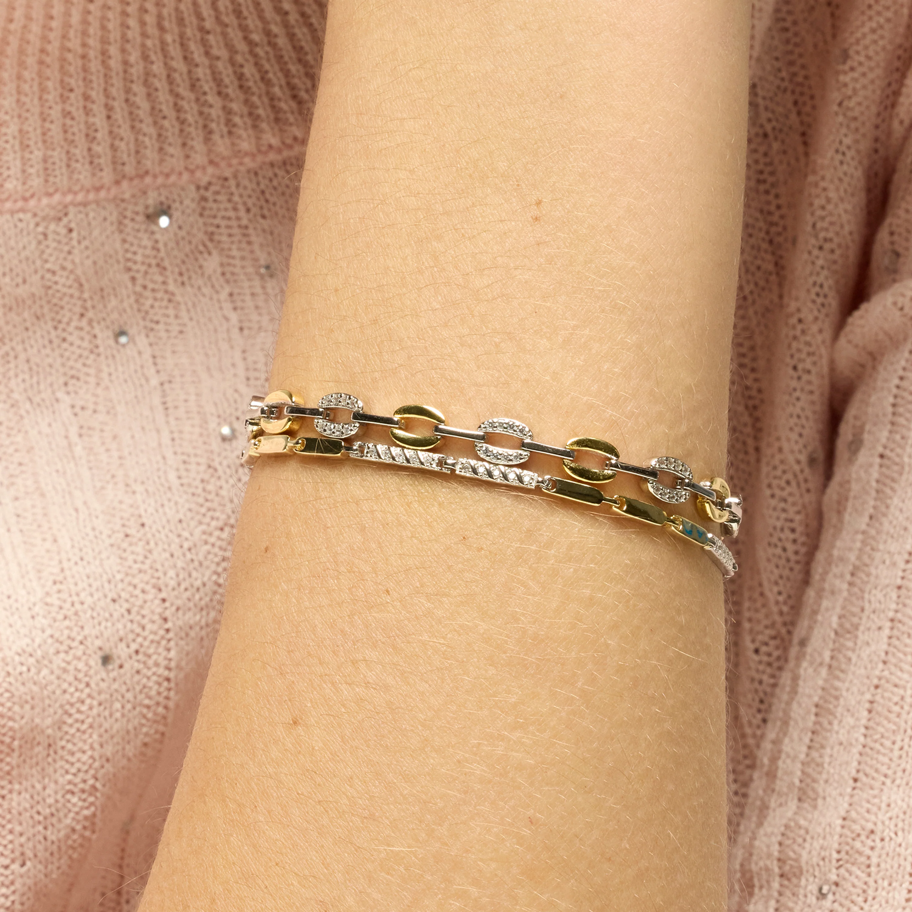 Pulsera de Plata de Ley 925 y Circonita Brillante acabado oro amarillo de 18k - Talor - Image 4