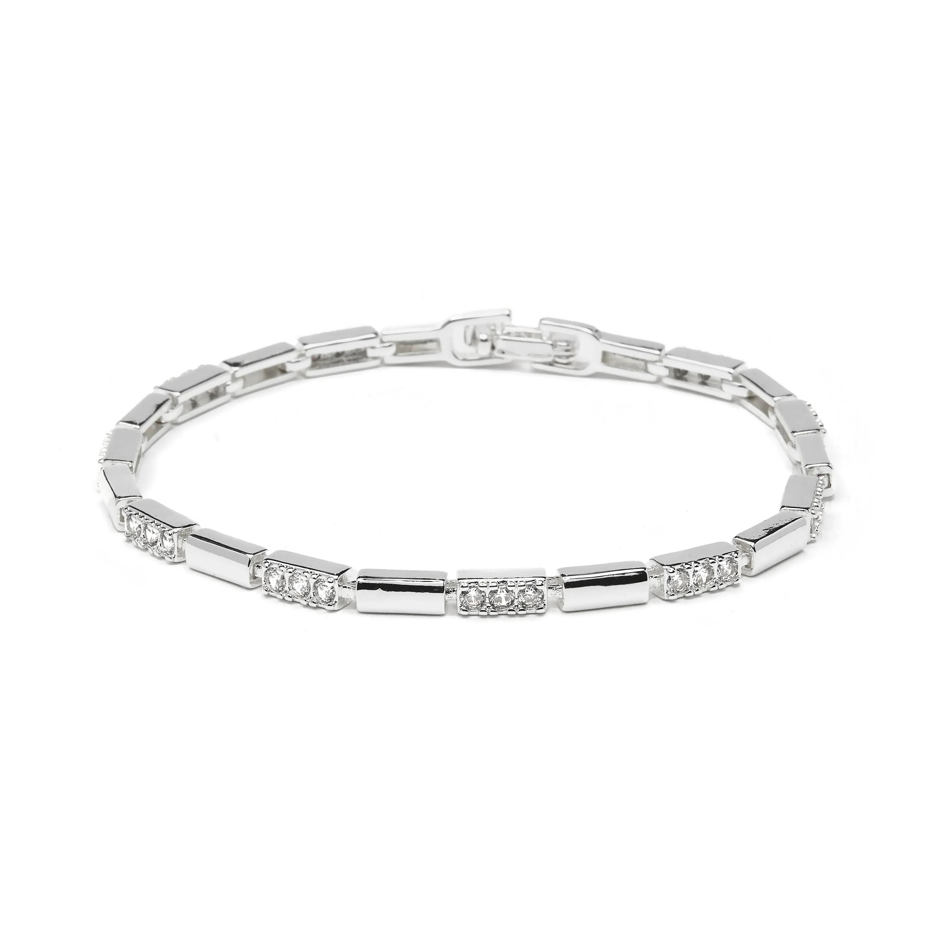 Pulsera de Circonita Brillante acabado en rodio - Tavli