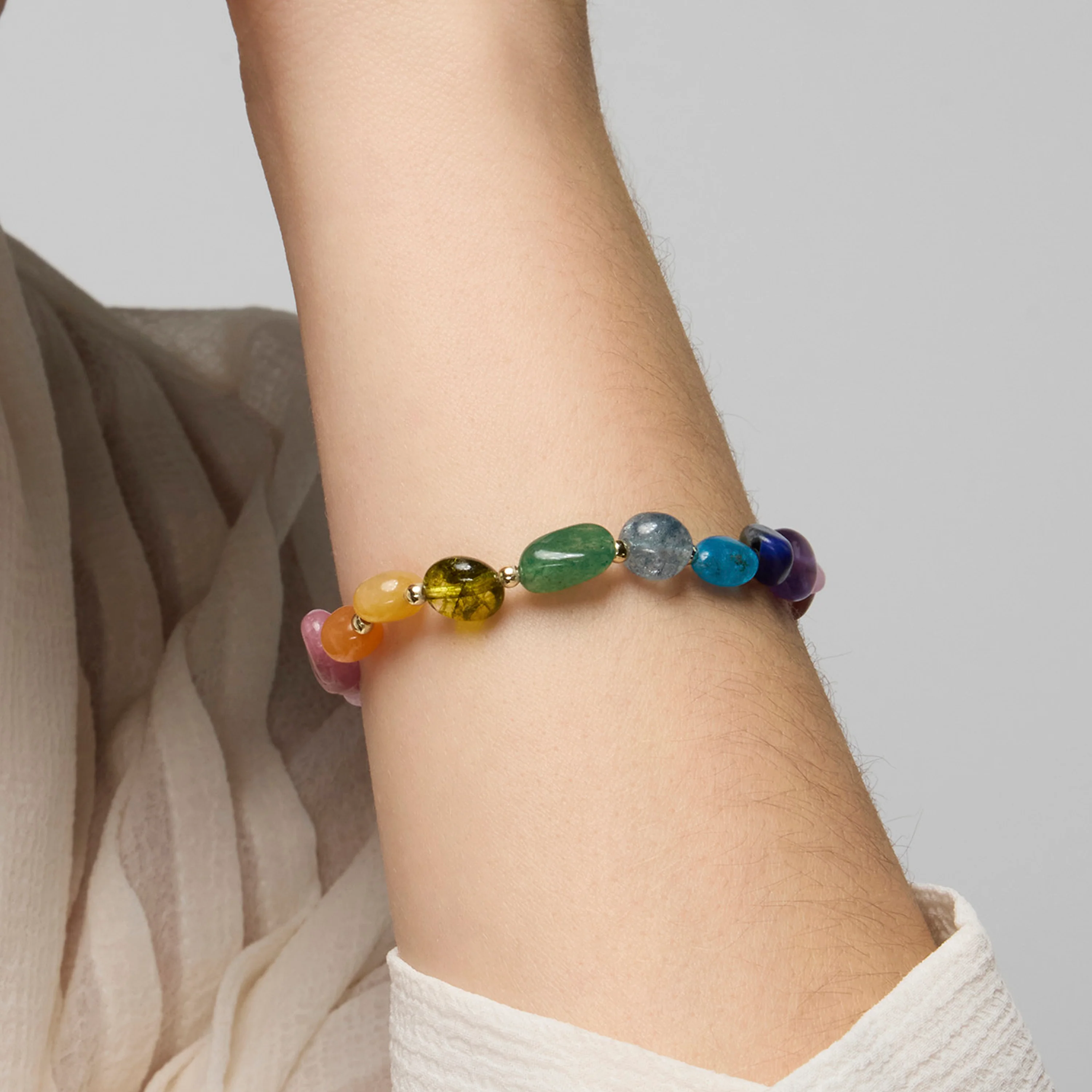 Pulsera acabado oro amarillo de 18k y Multicolor Piedra Natural - Terma - Image 4