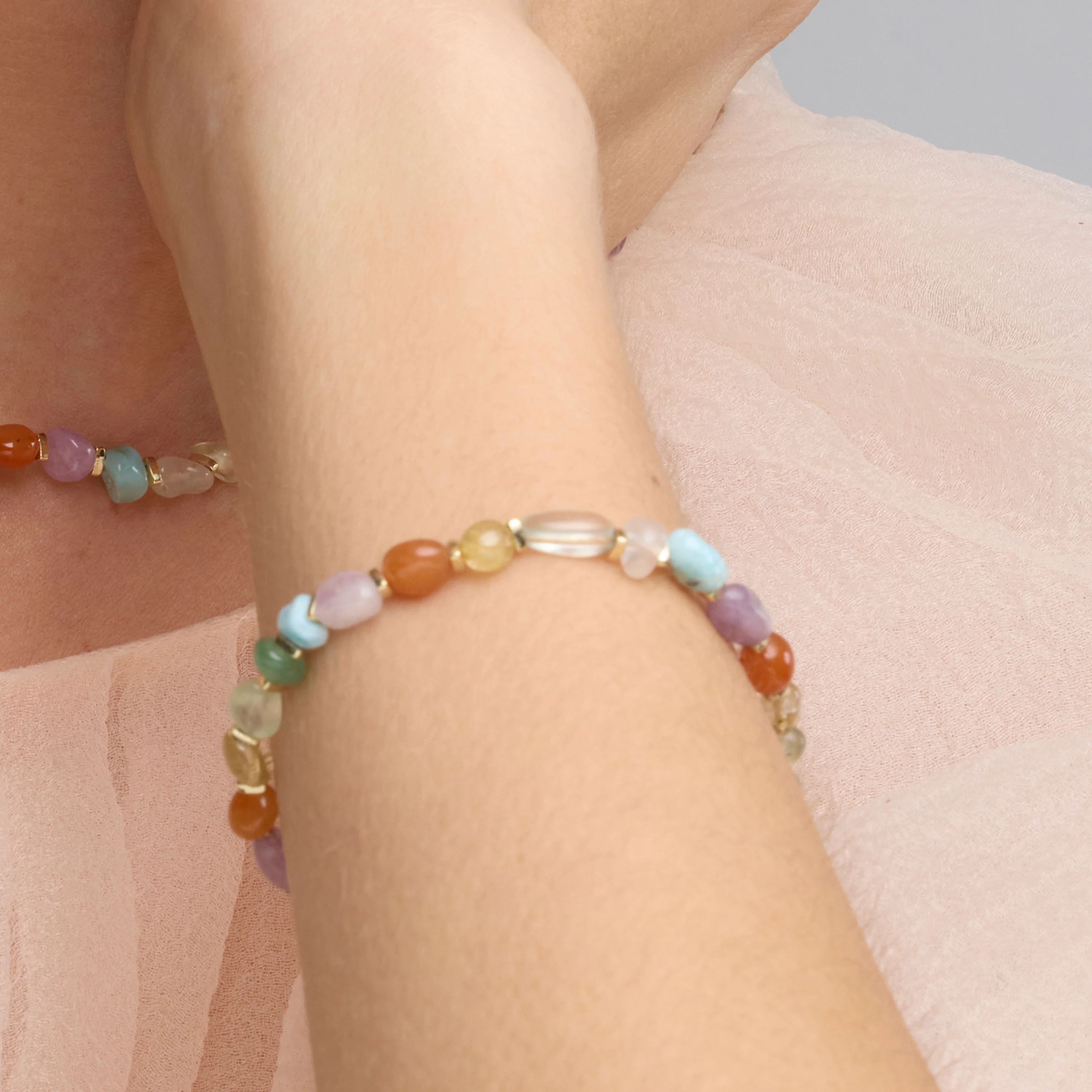 Pulsera acabado oro amarillo de 18k y Multicolor Piedra Natural - Terma - Image 4