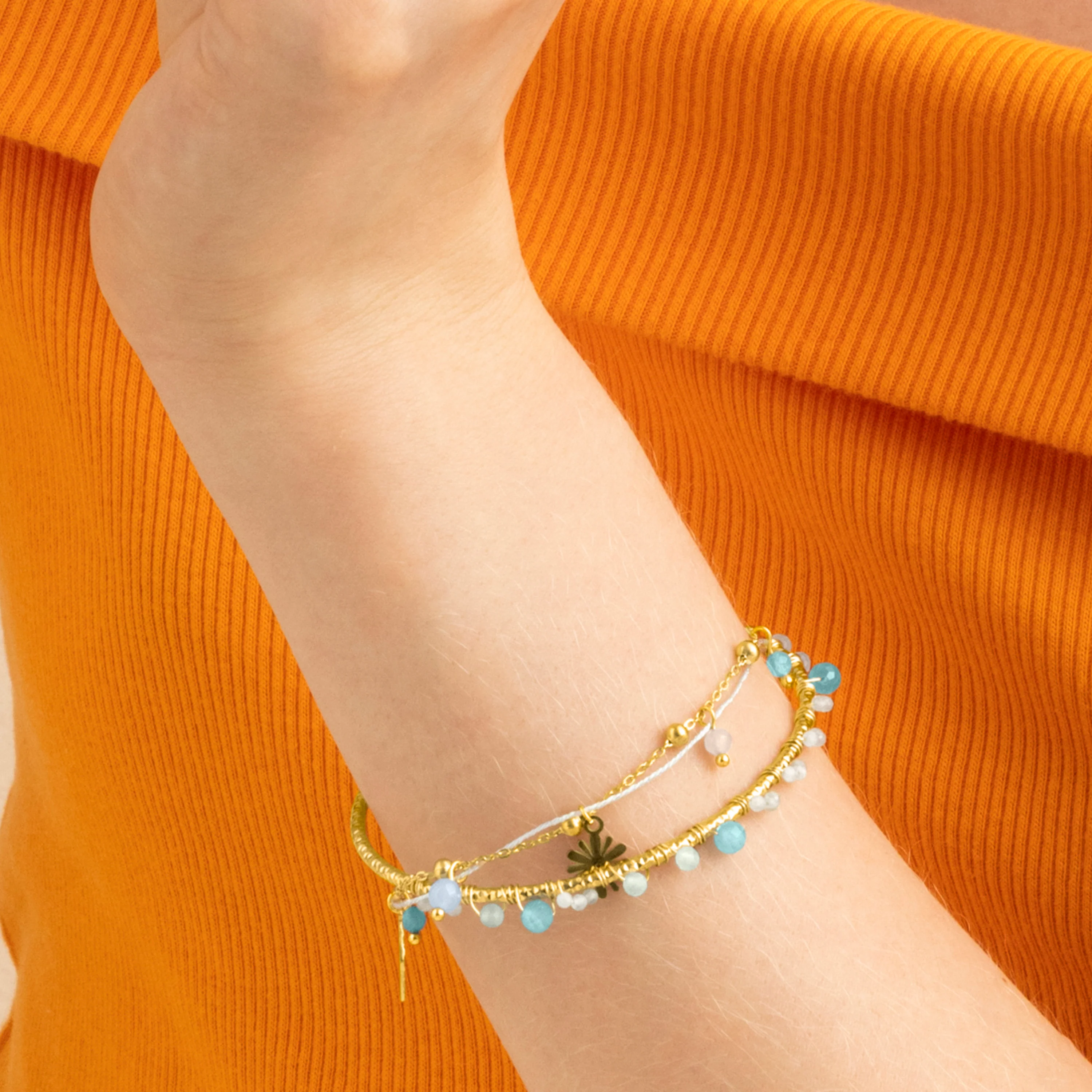 Pulsera con Cristal Azul Oscuro acabado oro 18k - Thase - Image 3