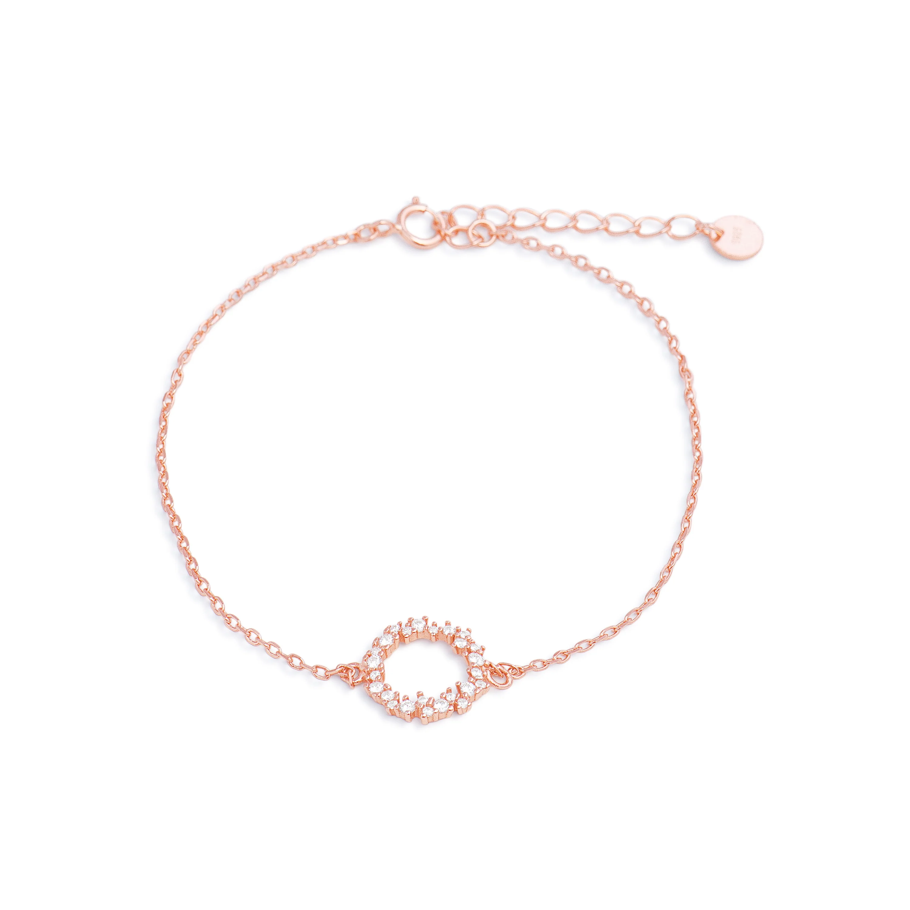 Pulsera de Plata de Ley 925 con Circonita Brillante acabada en oro rosa 18K - Thilak - Image 3