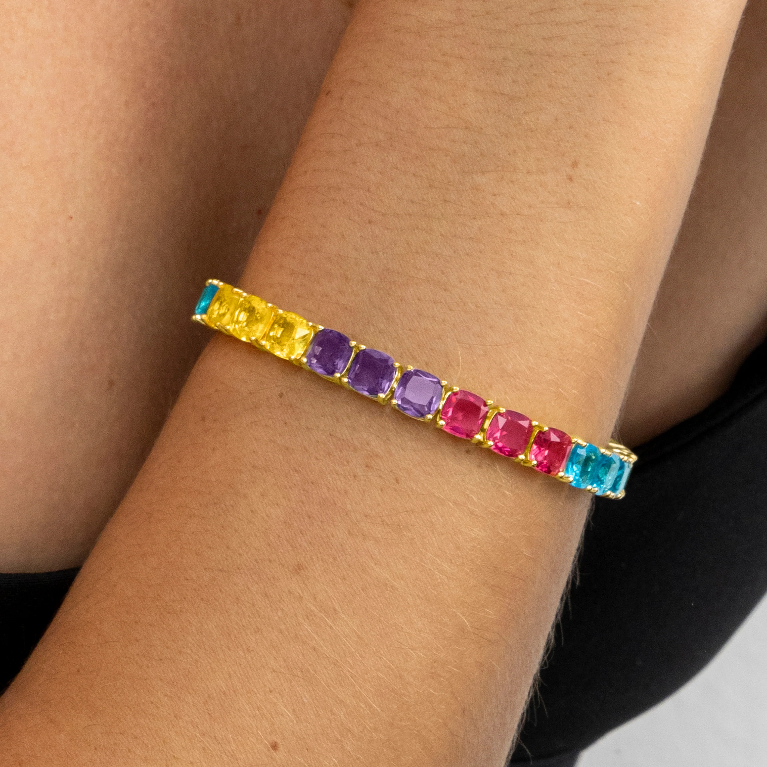 Pulsera de Plata de Ley 925 y Cuarzo Hidrotermal Multicolor acabado oro 18k - Thorka - Image 3