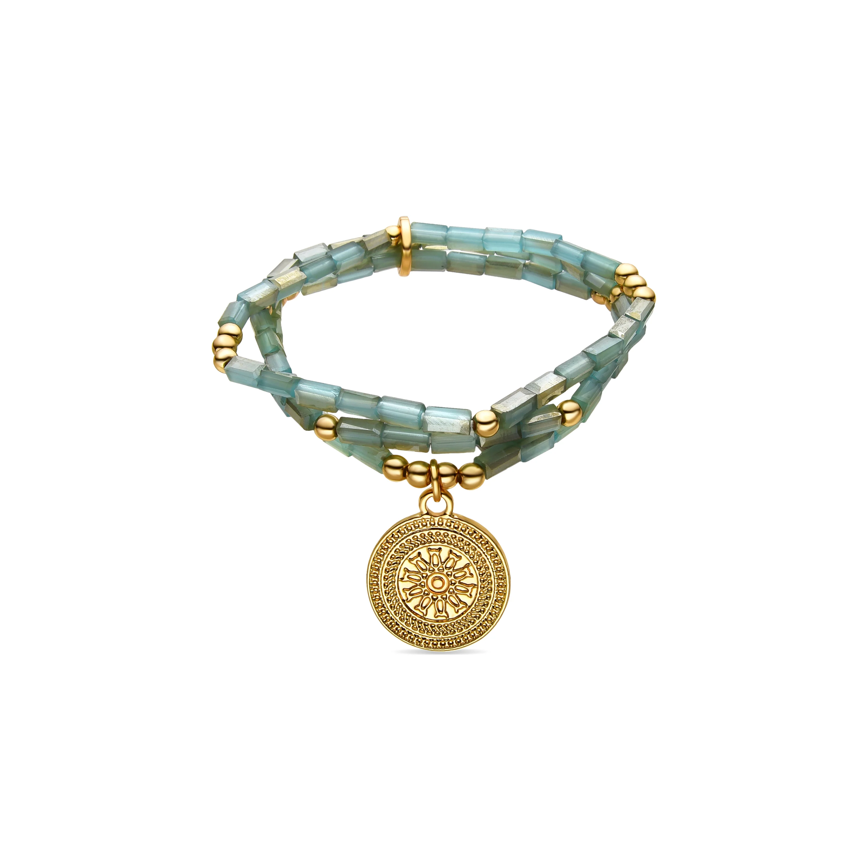 Pulsera con Cristal Azul acabado oro 18k - Thyu