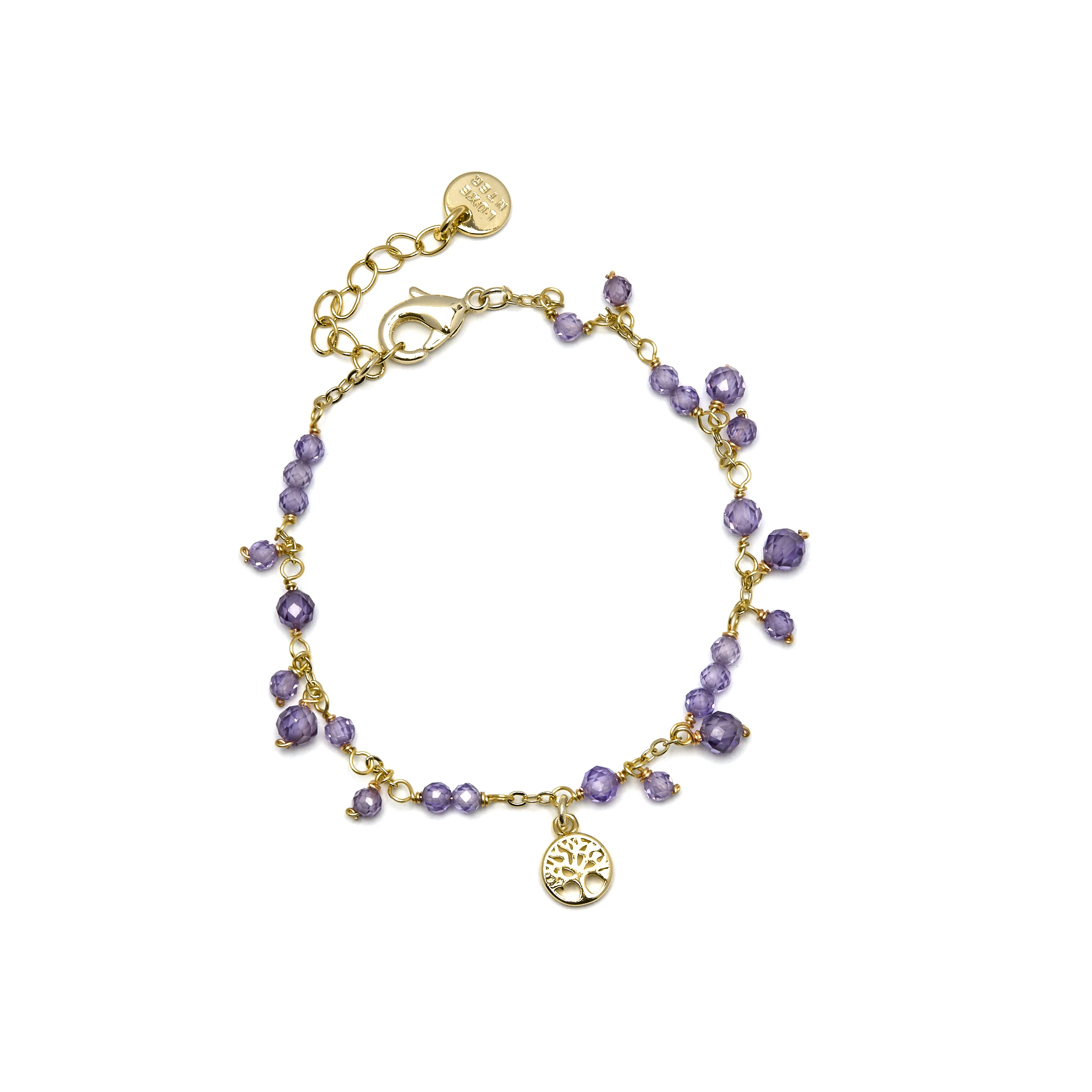 Pulsera con Cristal Morado acabado oro 18k - Totez - Image 3