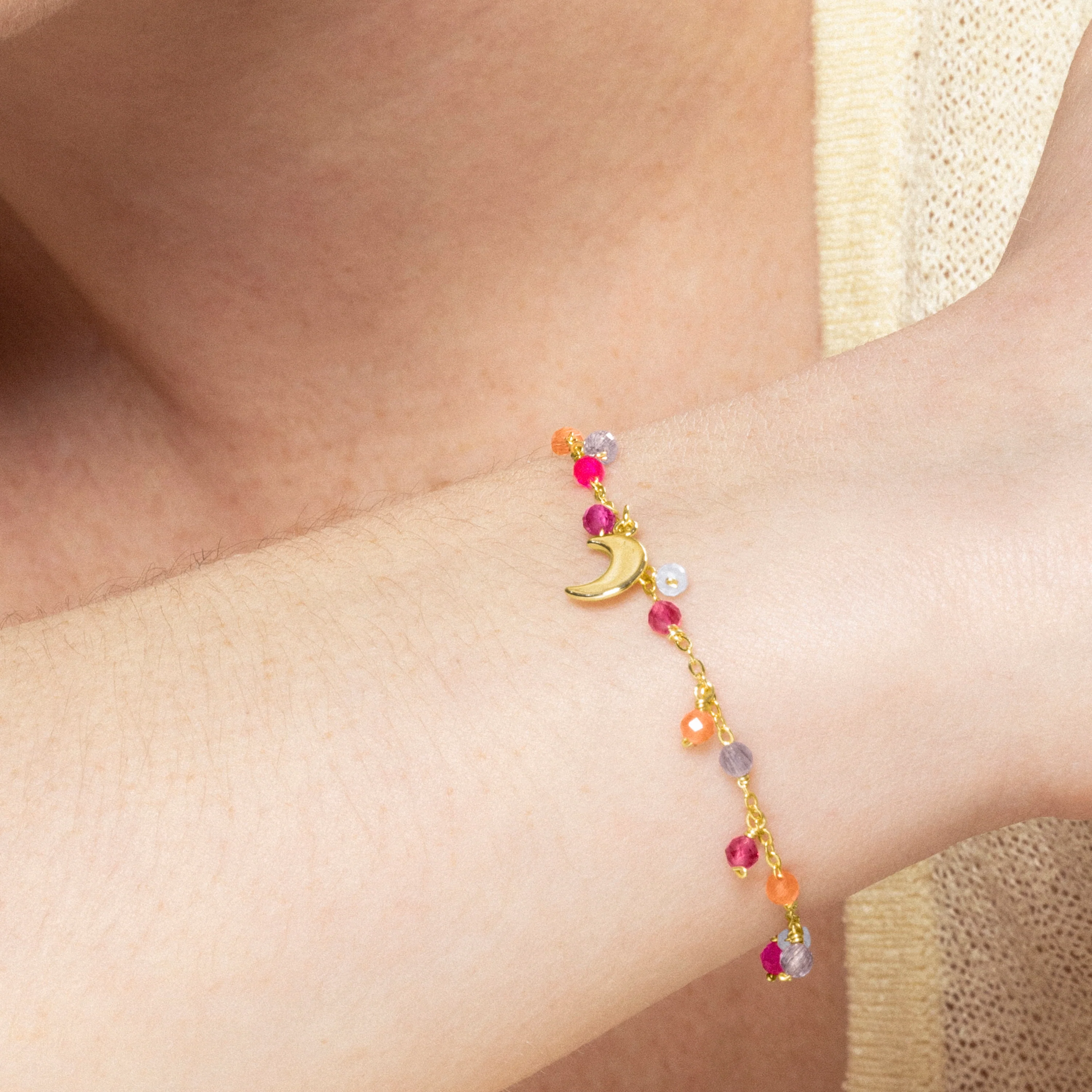 Pulsera de Plata de Ley 925 con Cristal Multicolor acabada en oro amarillo 18K - Tryx - Image 3