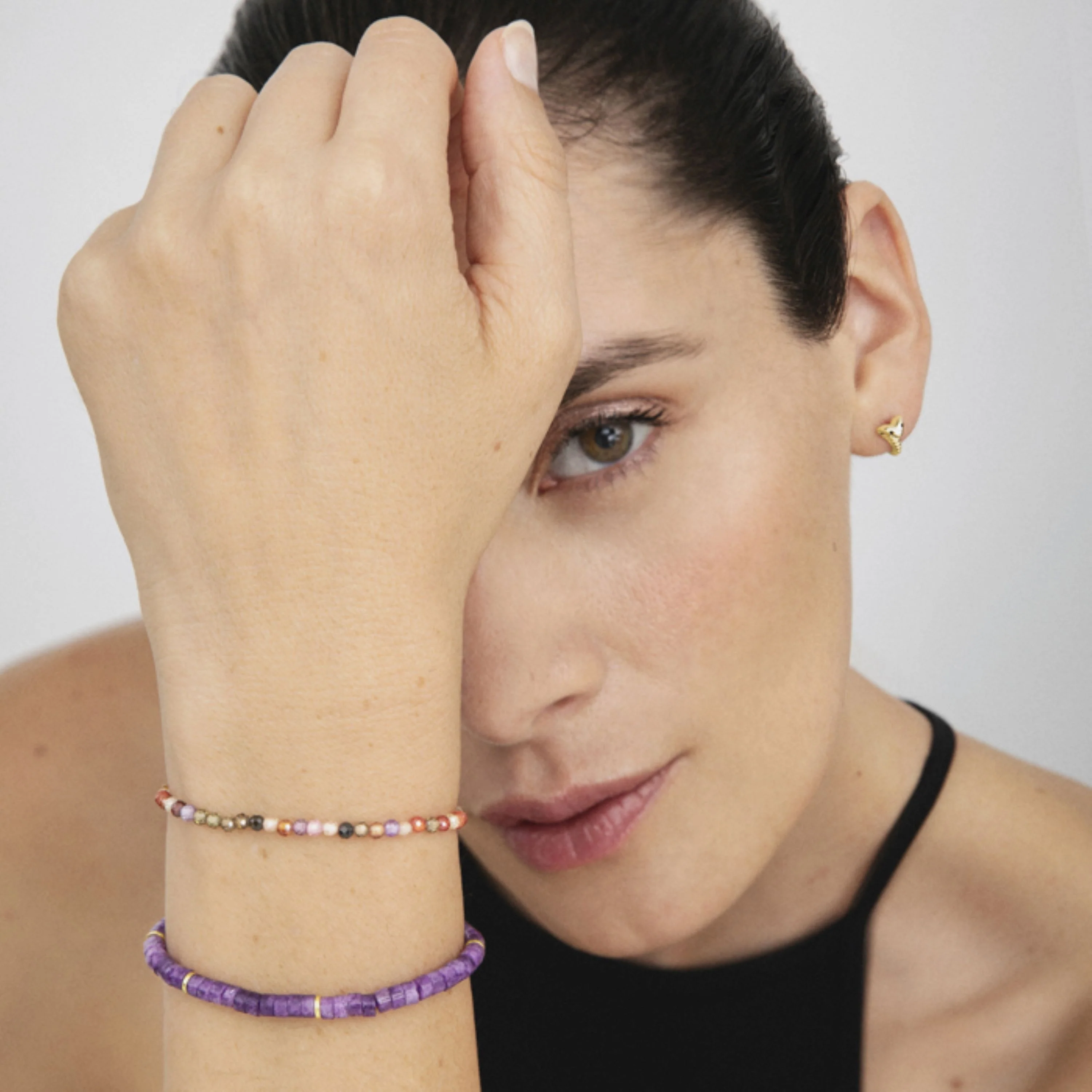 Pulsera de Plata de Ley 925 con Cristal Multicolor acabada en oro amarillo 18K - Ufela - Image 3