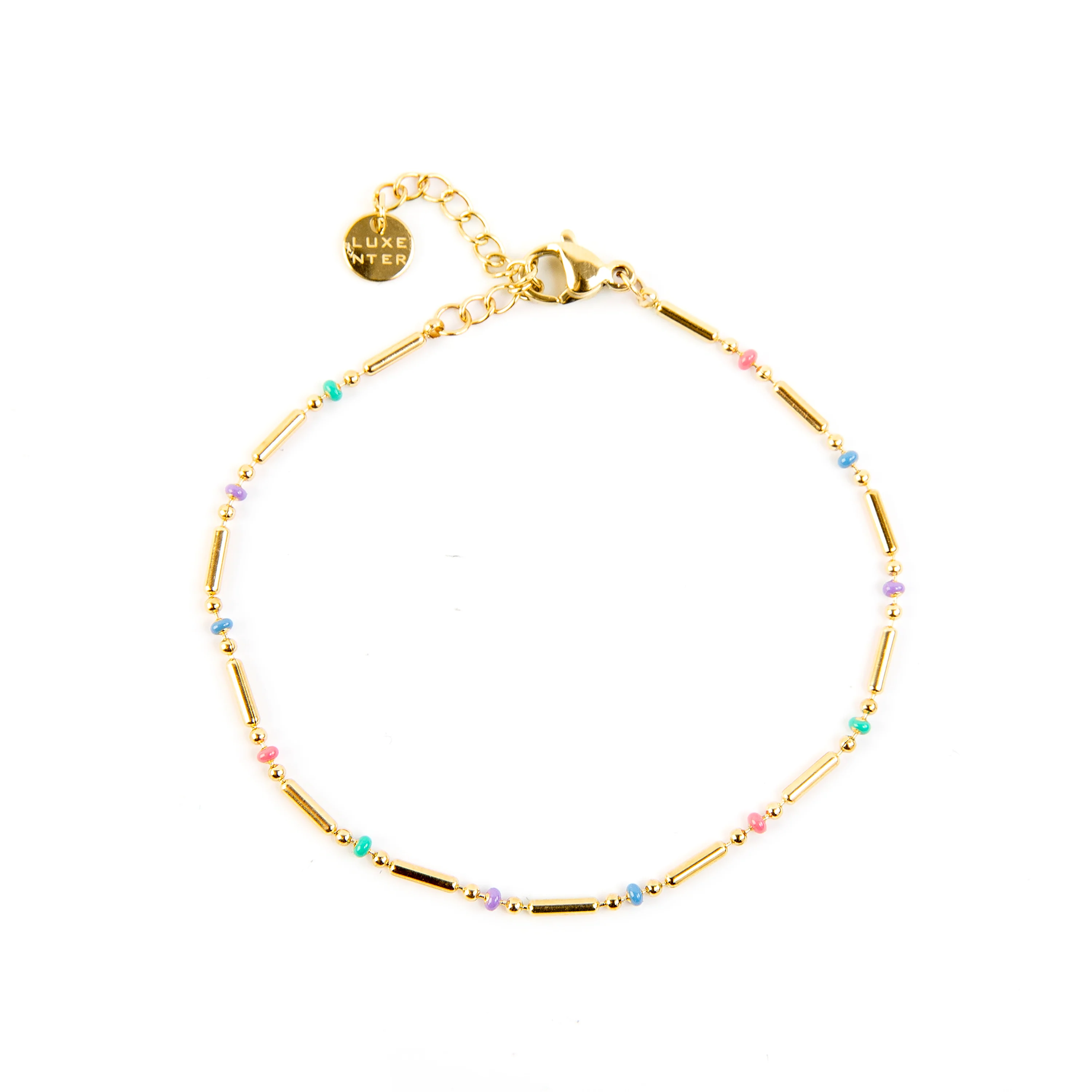 Pulsera de Cristal Multicolor acabada en oro amarillo 18K - Ukdra - Image 3