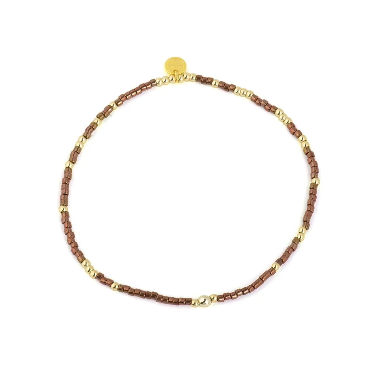Pulsera de Plata de Ley 925 y Cristal Marron acabado en oro amarillo 18k - Usane - Image 3