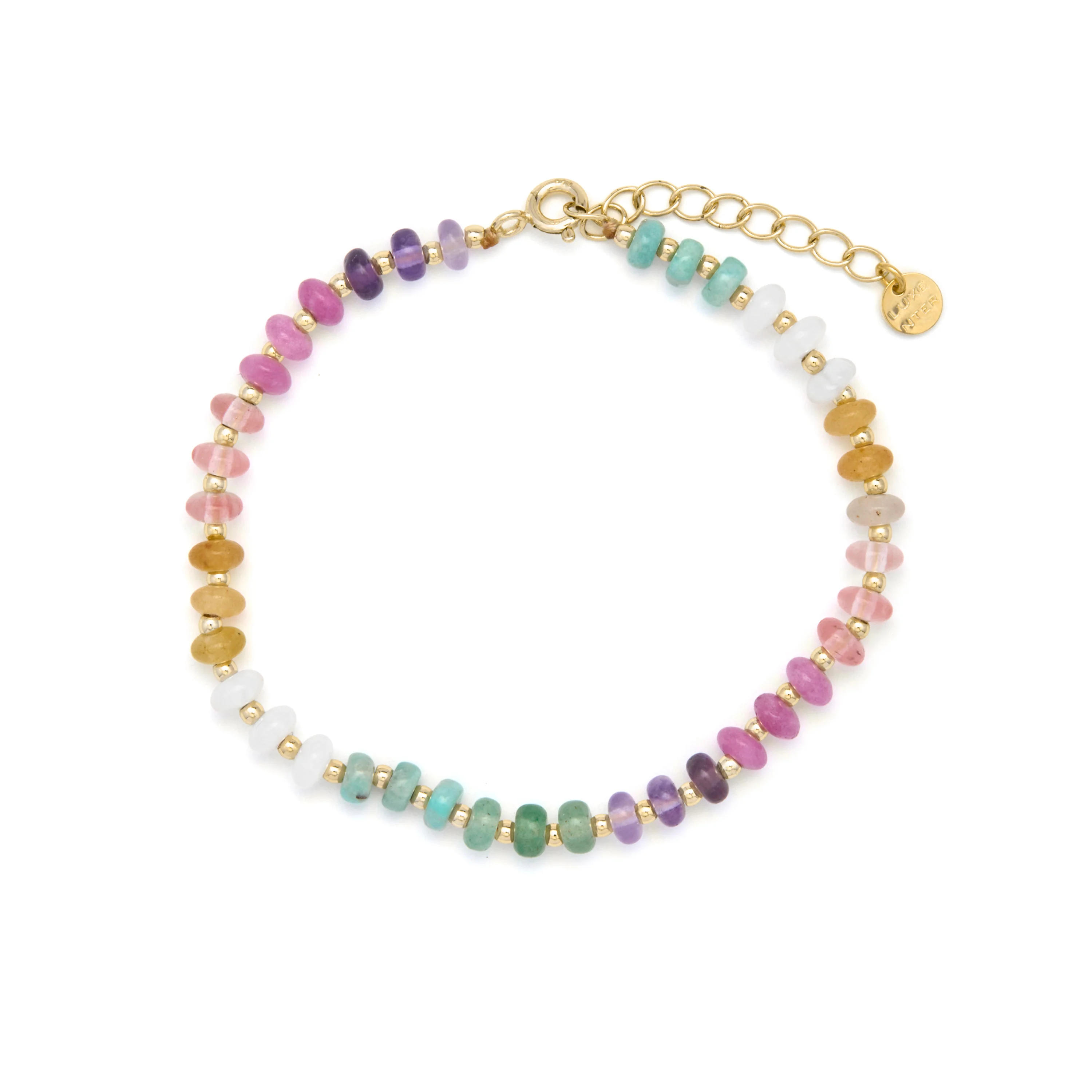 Pulsera de Plata de Ley 925 y Multicolor Piedra Natural acabado en oro amarillo de 18k - Uwa - Image 3