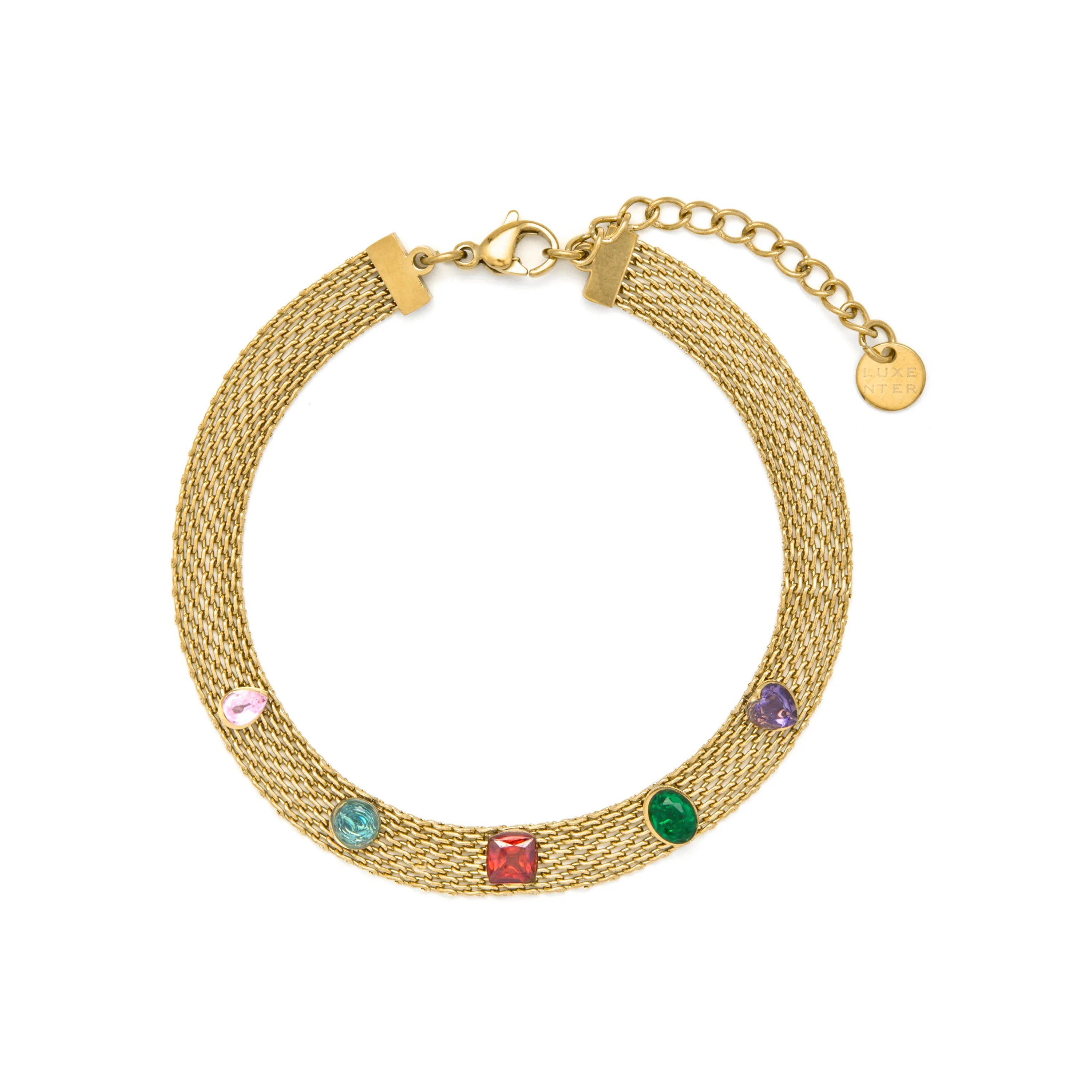 Pulsera de Circonita Multicolor acabado en oro amarillo 18k - Vaine - Image 3