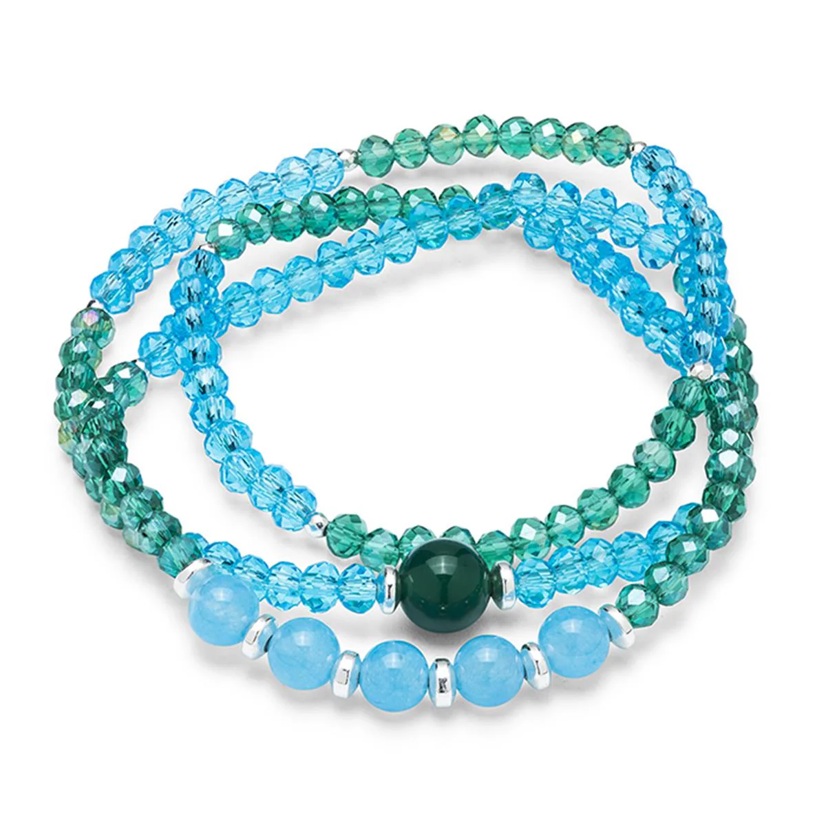 Pulsera Waru Plata, Verde y Azul CH - Waru MULTICOLOR