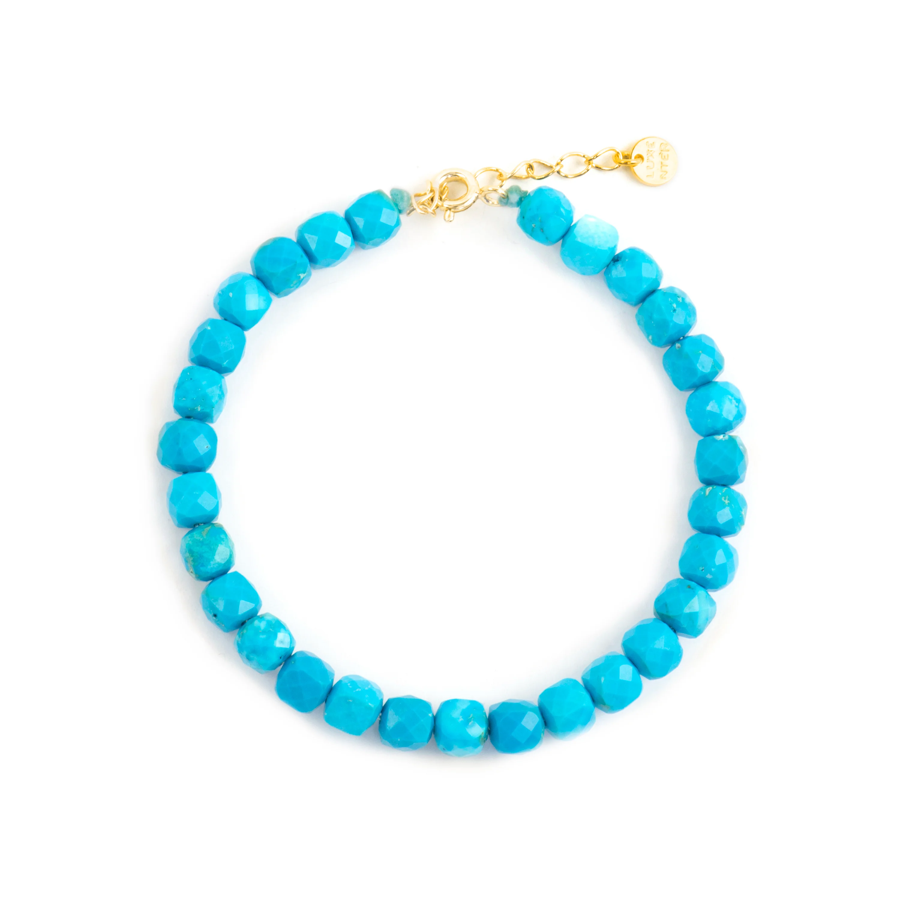 Pulsera de Plata de Ley 925 y Turquesa acabado oro amarillo de 18k - Wasa - Image 3