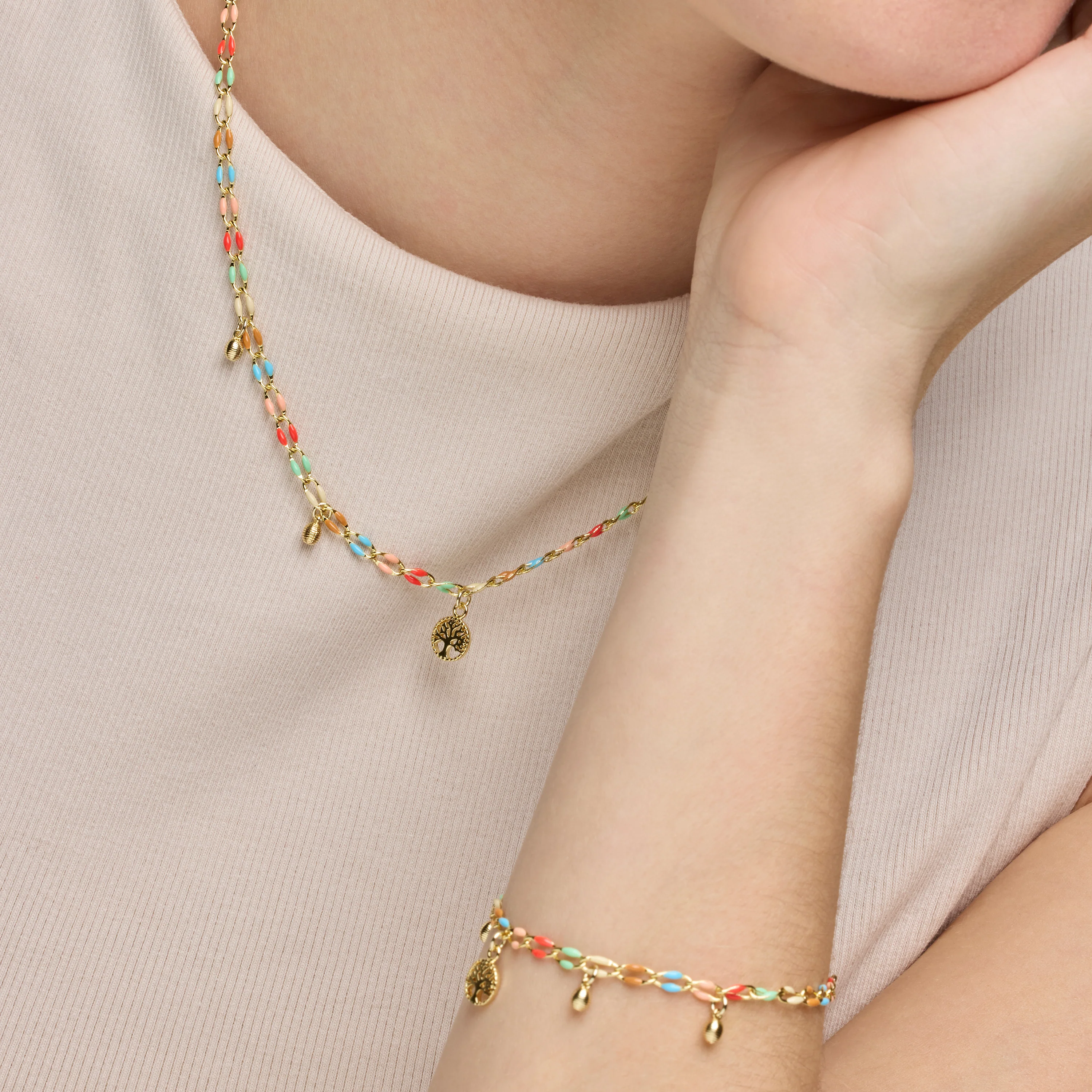 Pulsera de Plata de Ley 925 y Lacado Multicolor acabado oro amarillo de 18k - Ximue - Image 2