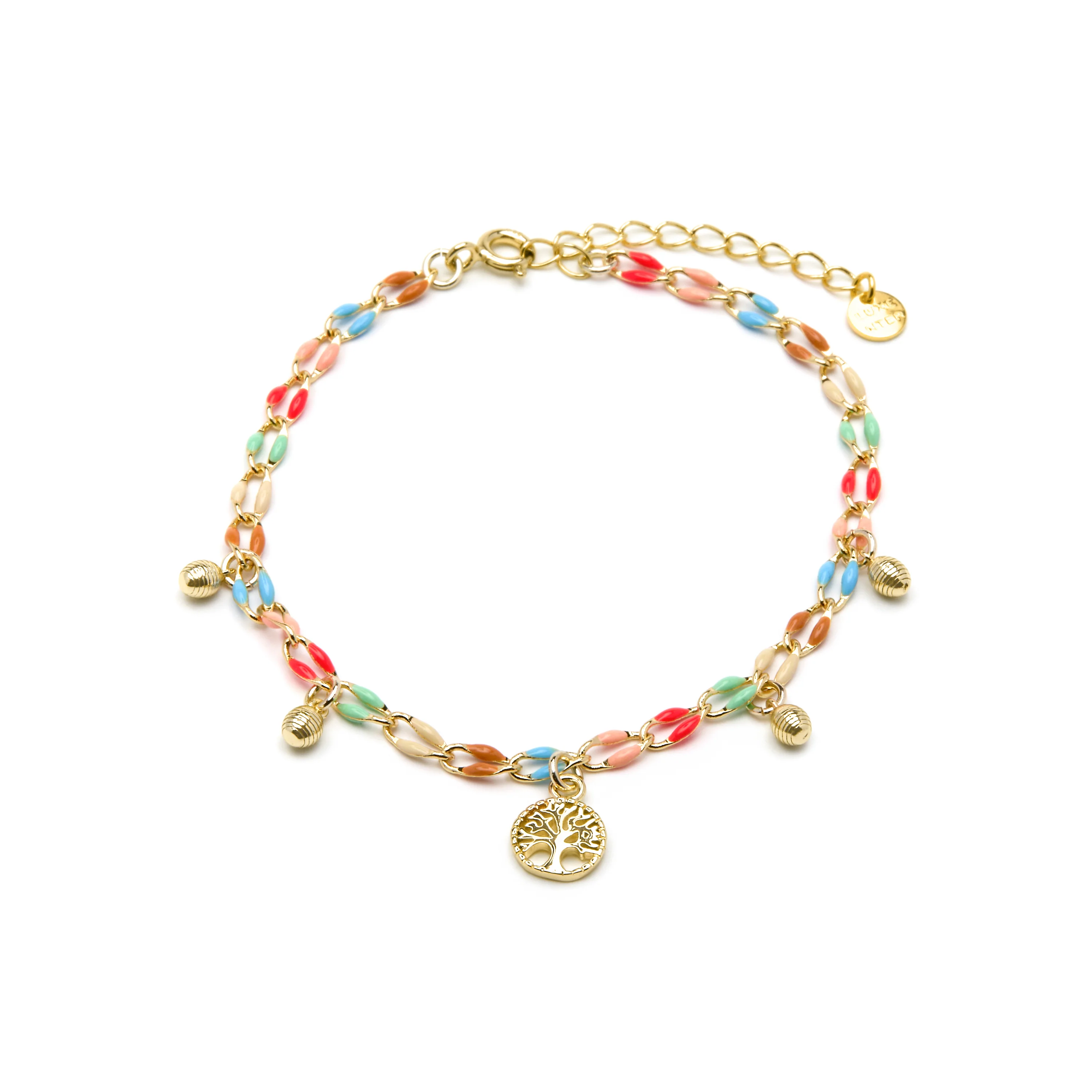 Pulsera de Plata de Ley 925 y Lacado Multicolor acabado oro amarillo de 18k - Ximue - Image 3