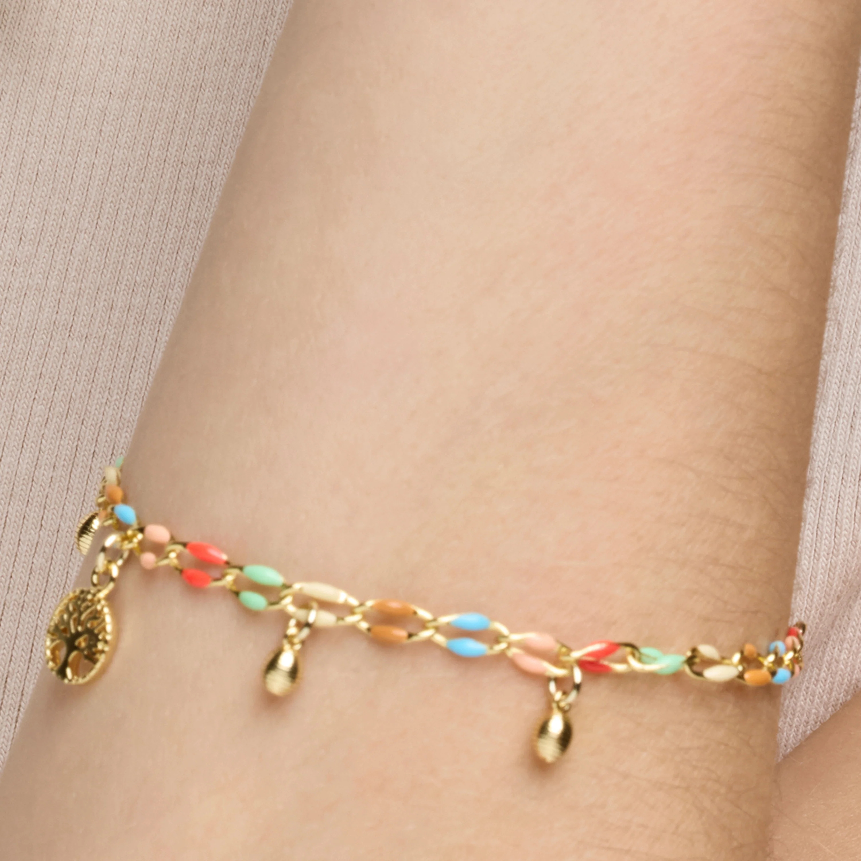 Pulsera de Plata de Ley 925 y Lacado Multicolor acabado oro amarillo de 18k - Ximue - Image 4