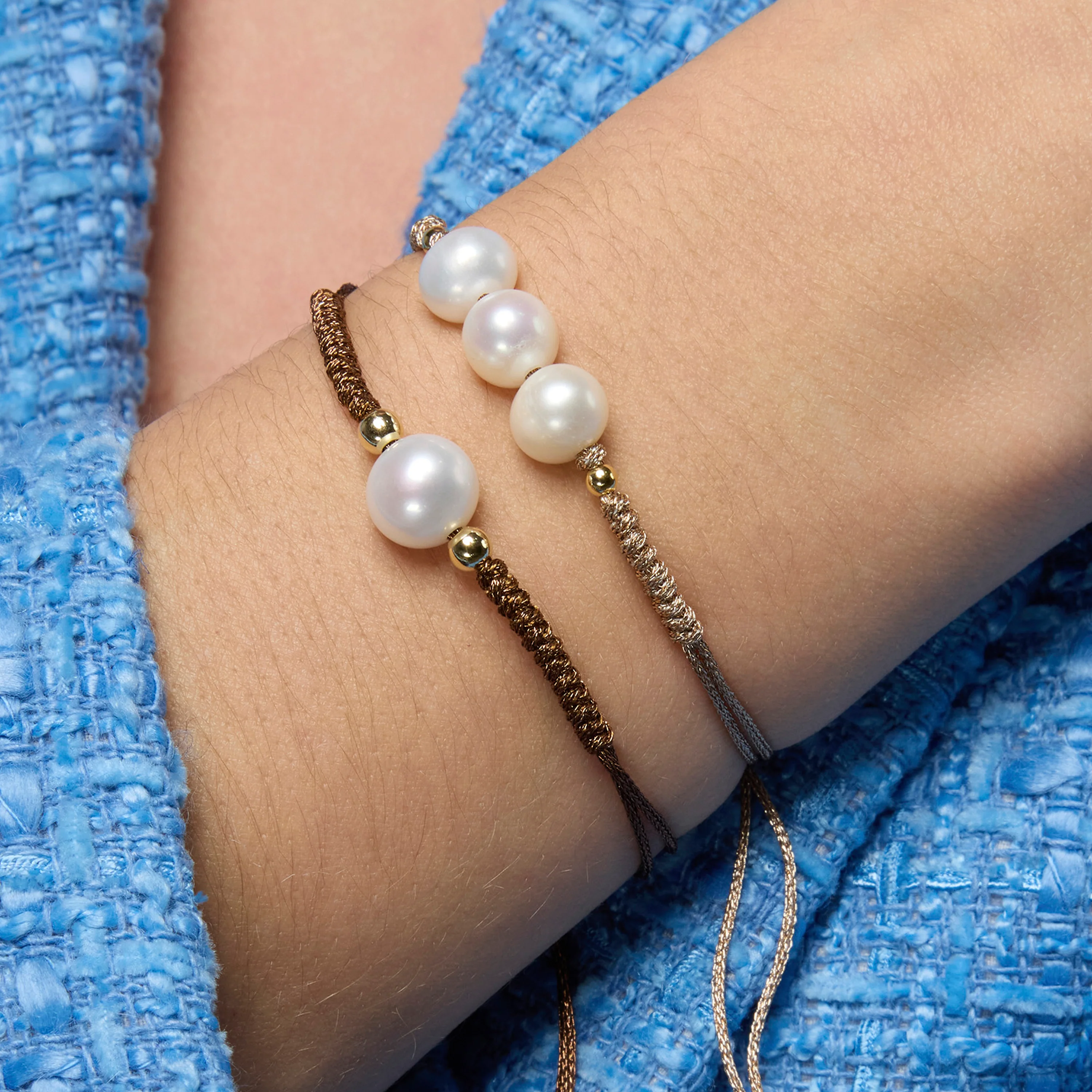 Pulsera de Plata de Ley 925 y Perla Blanca acabado oro amarillo de 18k - Yarul - Image 4