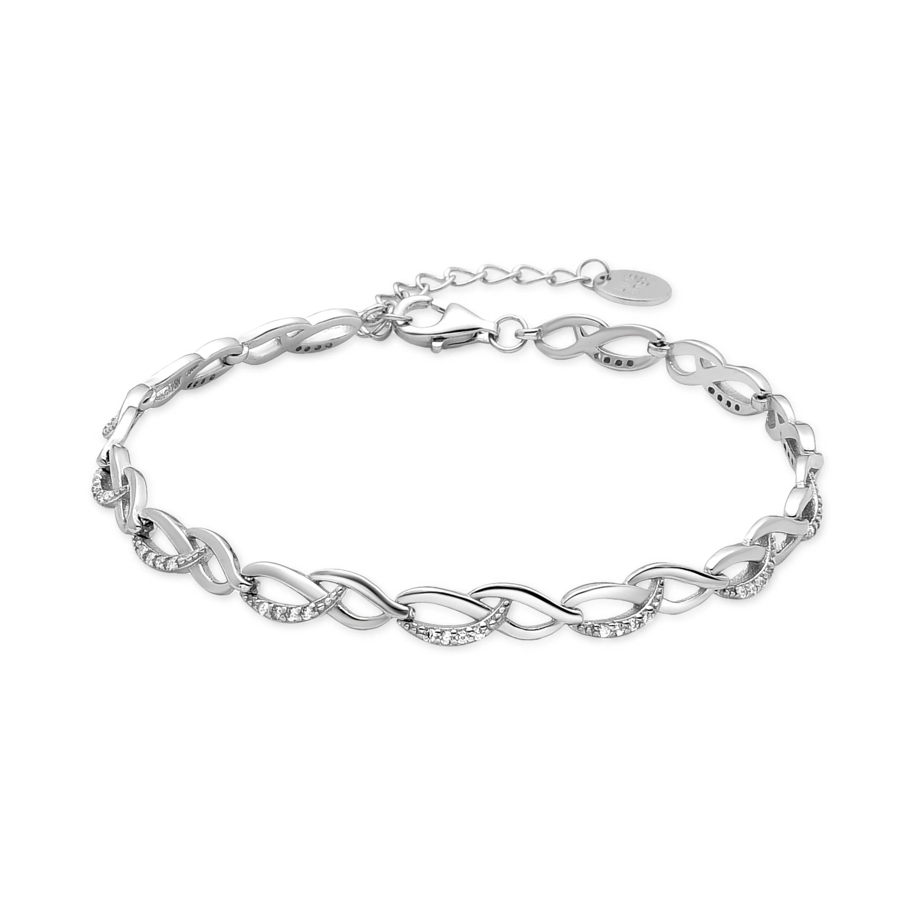 Pulsera de Plata de Ley 925 con Circonita Brillante acabada en rodio - Zalik