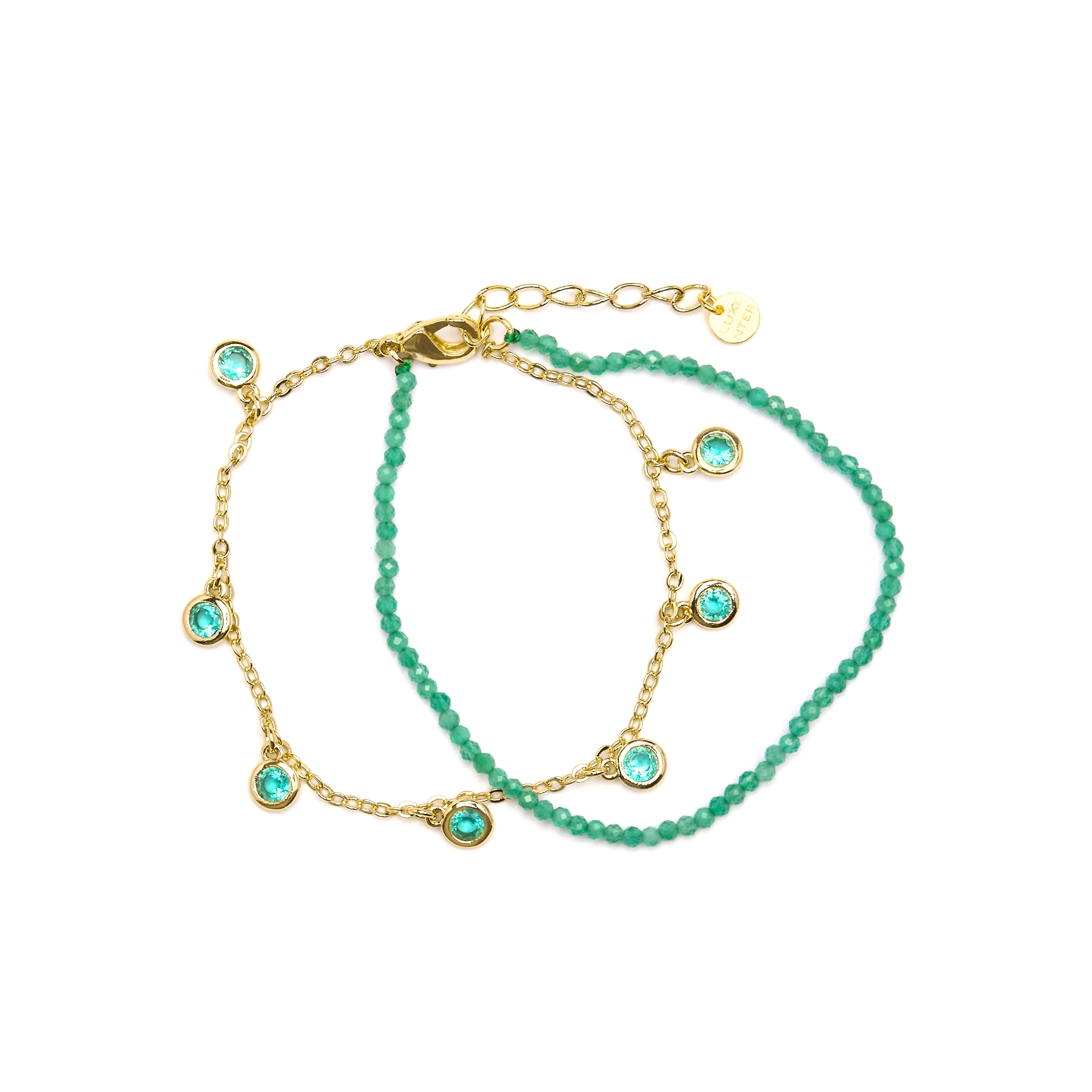 Pulsera de Plata de Ley 925 y Circonita Esmeralda acabado oro amarillo de 18k - Zaru - Image 3