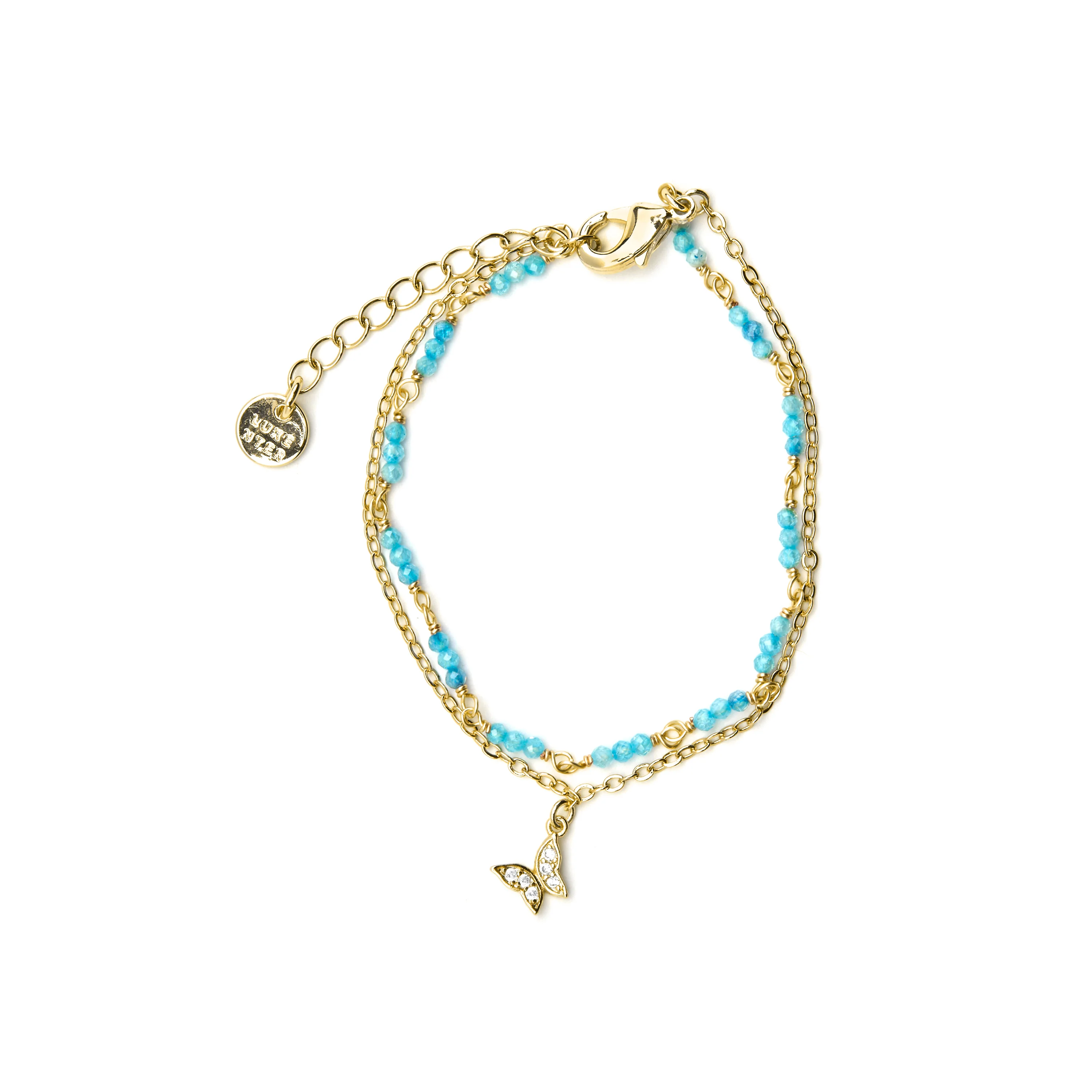 Pulsera con Cristal Azul acabado oro 18k - Zinli - Image 3