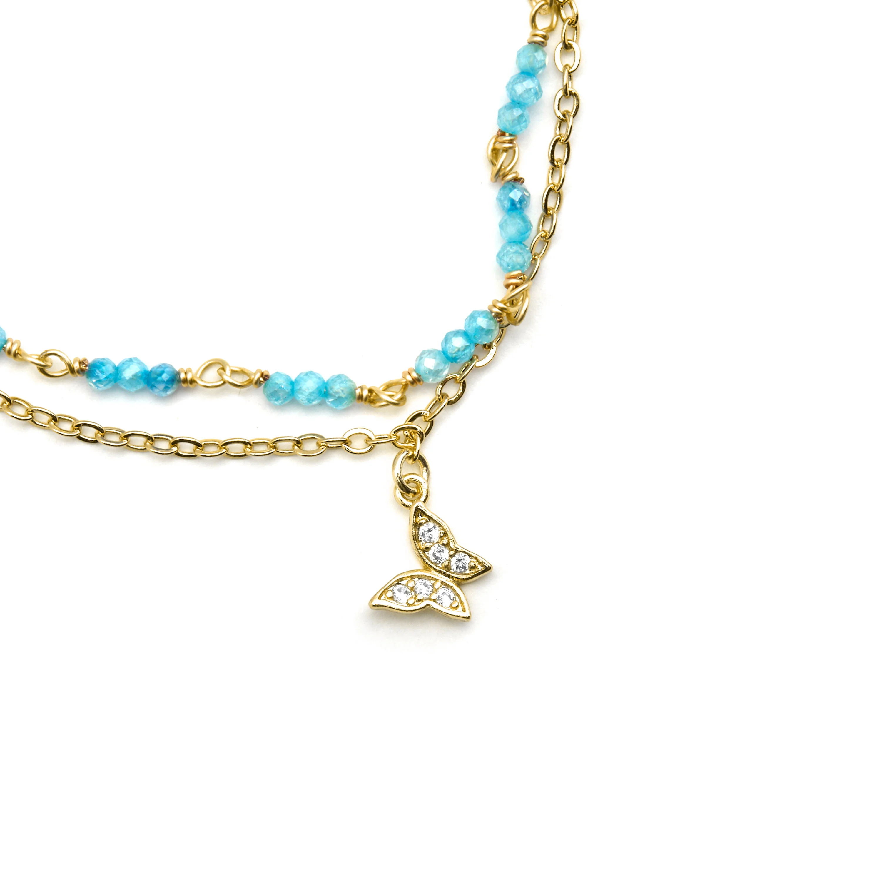 Pulsera con Cristal Azul acabado oro 18k - Zinli - Image 5
