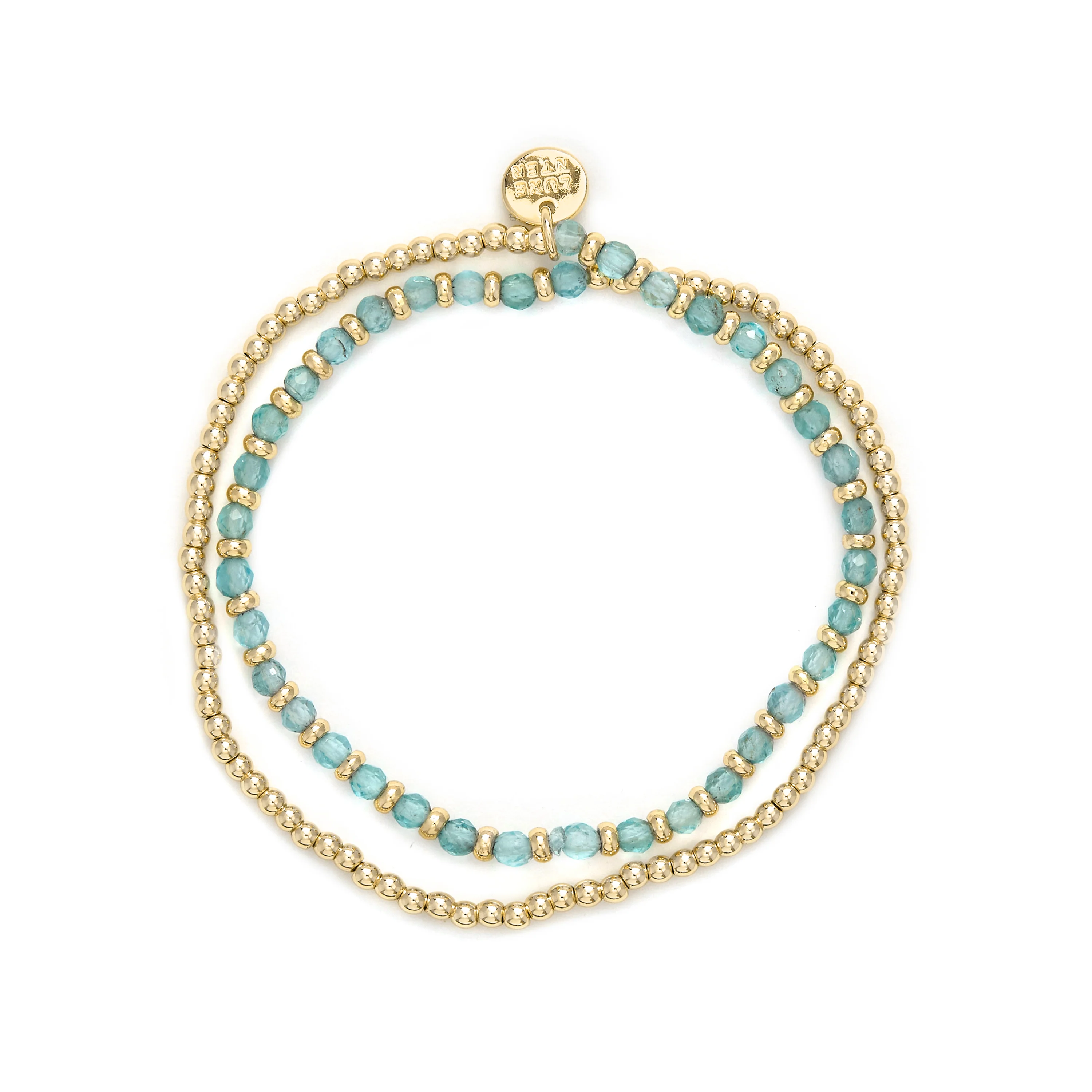 Pulsera de Cristal Azul acabada en oro amarillo 18K - Zira - Image 3